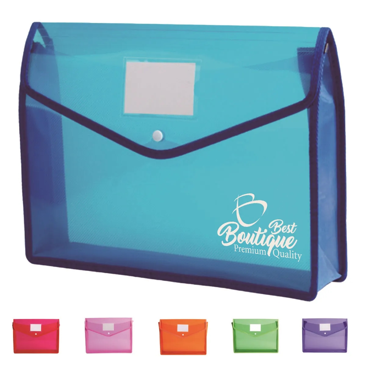 Large-Capacity Transparent Document Folder with snap Closure 2