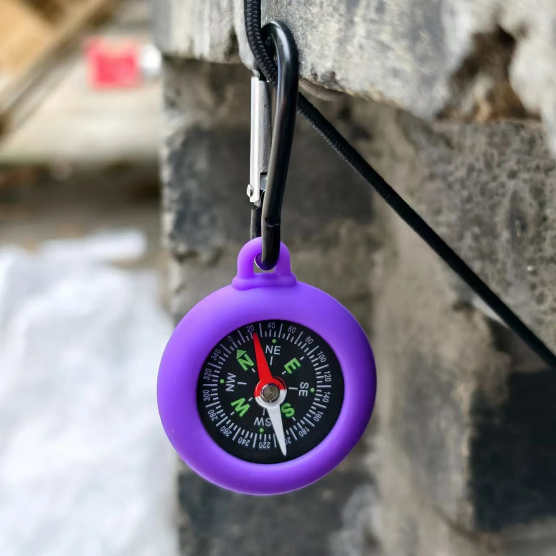Pendant Silicone ABS Compass with Hanging Carabiner 11