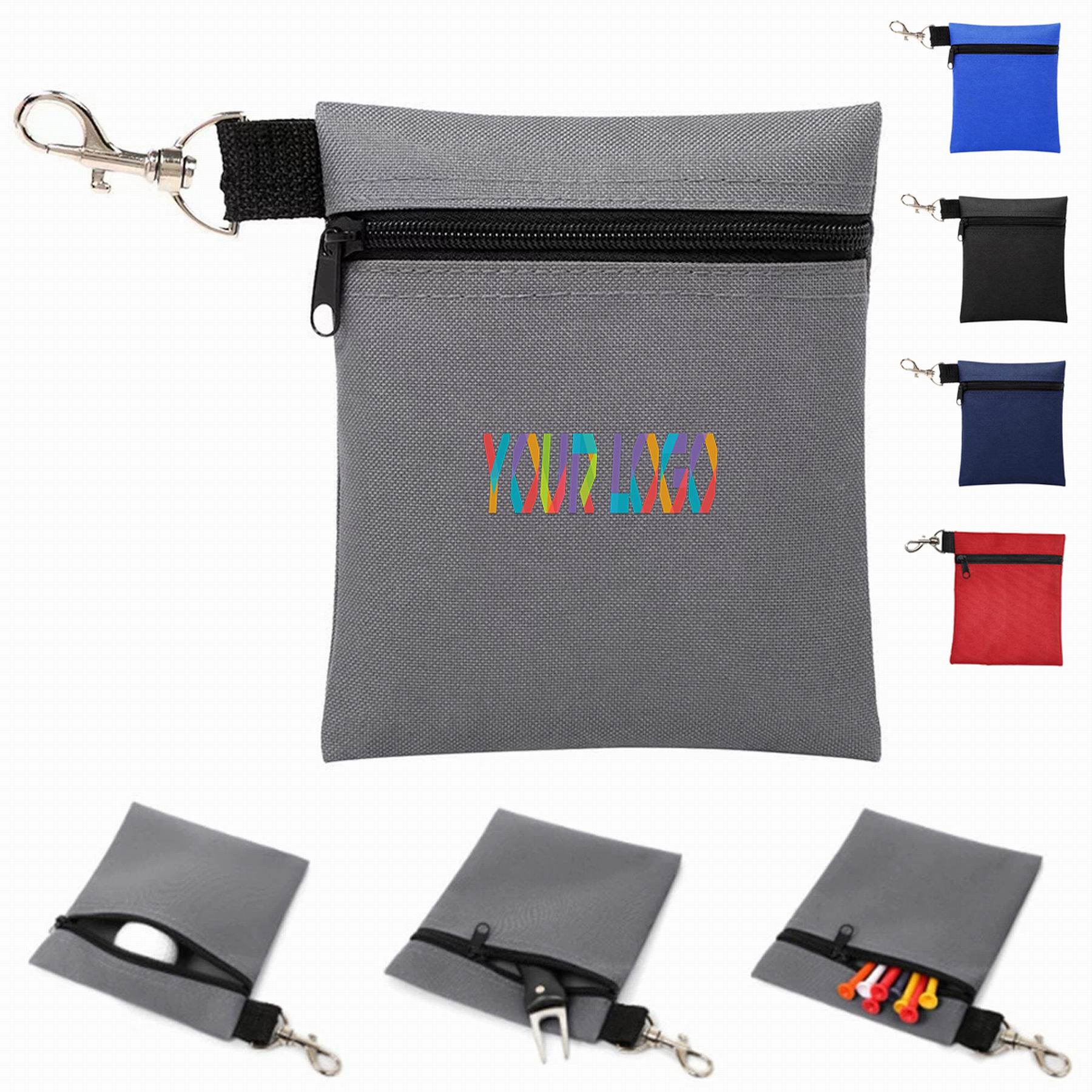 Zipper Golf Accessory Bag with Clip 2