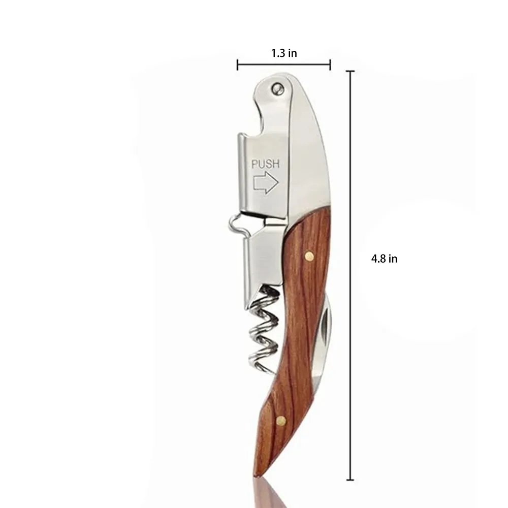 Multi-Function Red Wine Bottle Opener Stainless Steel Wood 4