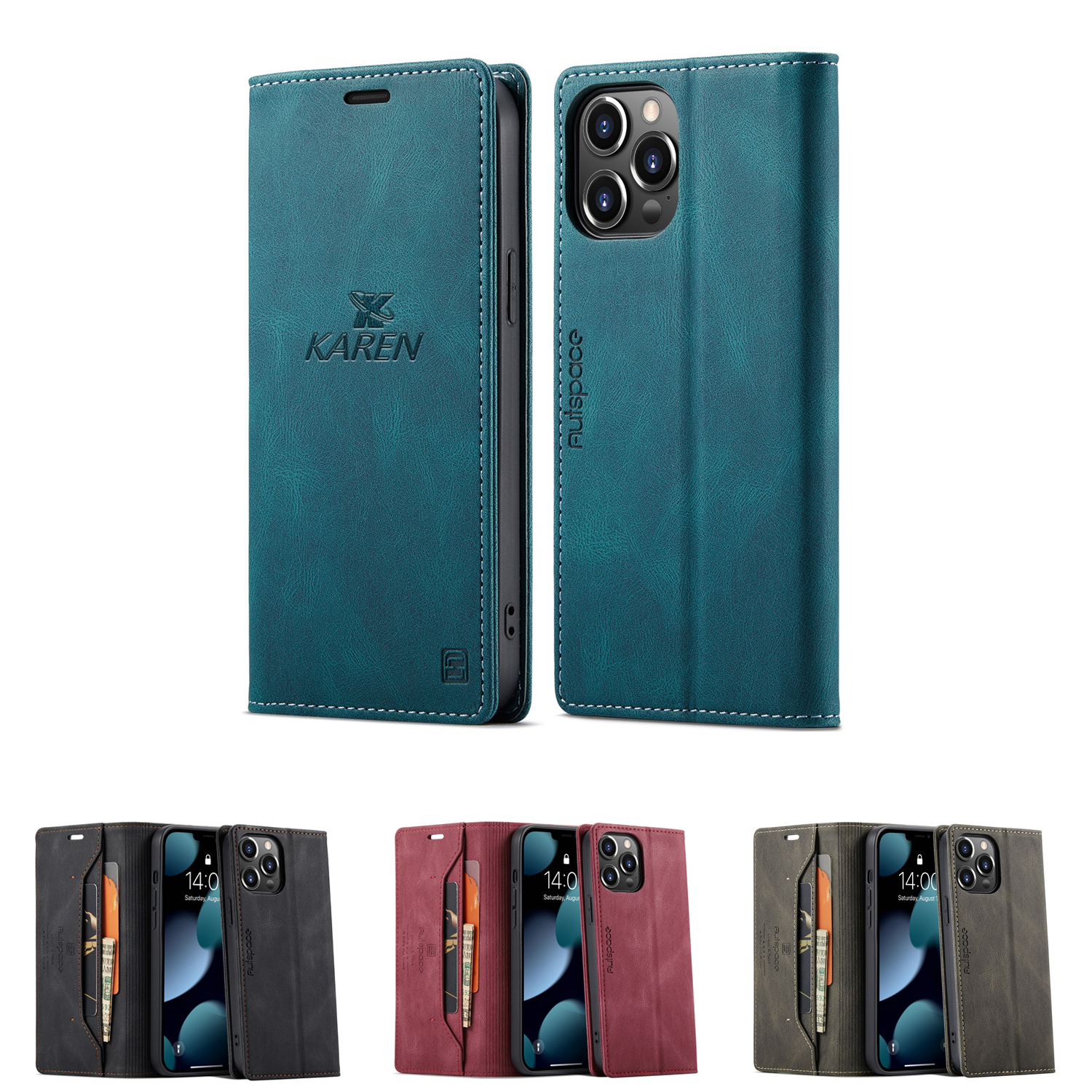 PU Leather Folio Magnetic Cover Phone Case Wallet