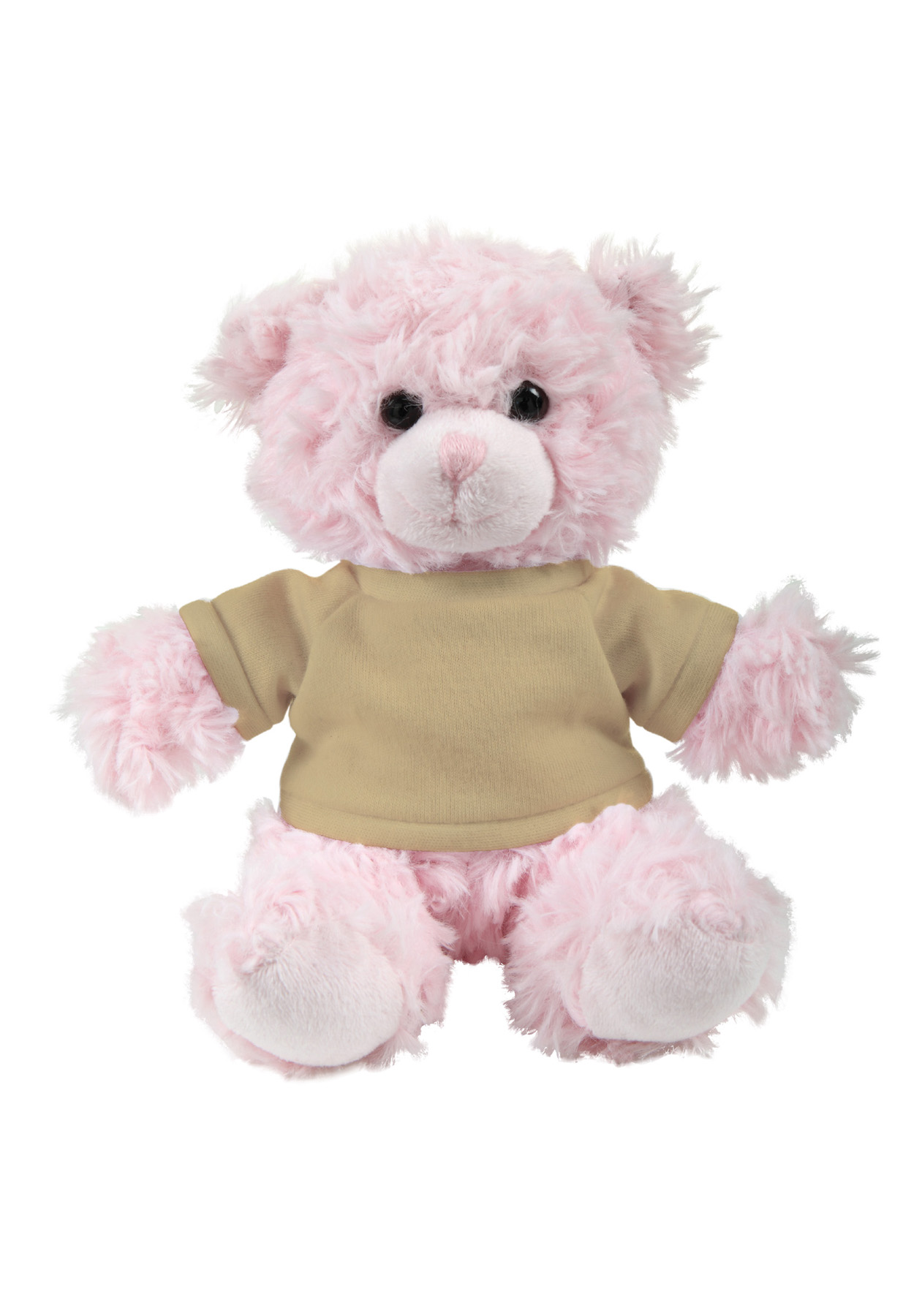 soft plush  Pink Curly Sitting Bear with t-shirt 18