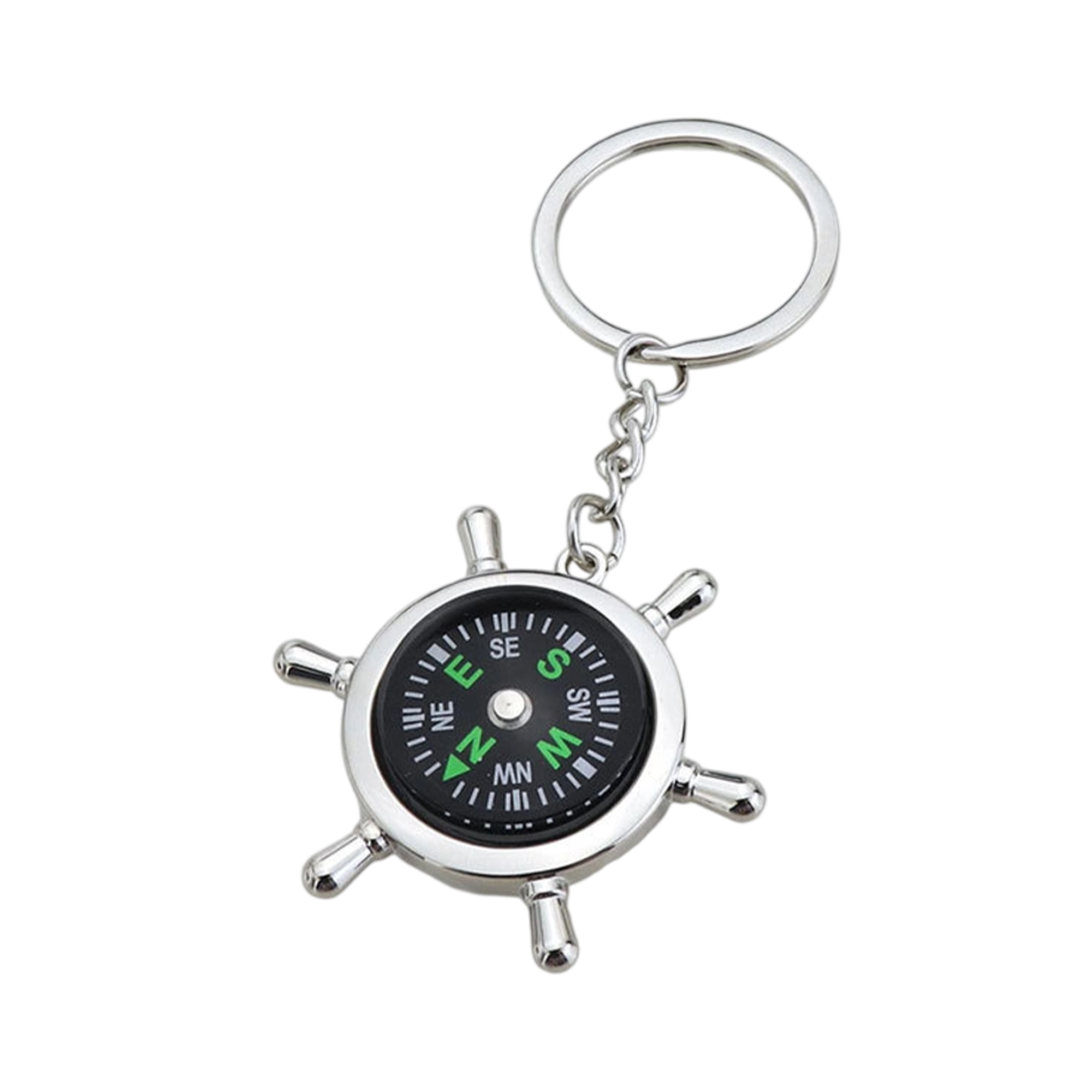Metal Compass Key Chain With Laser Mark 3.34" 3