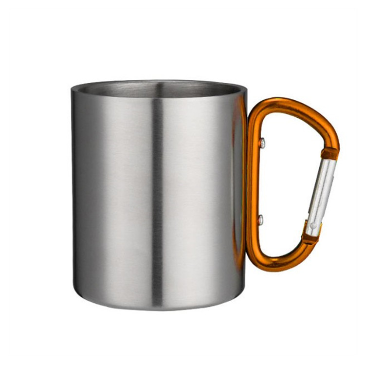 Stainless Steel Coffee Mugs with Carabiner Handles 3