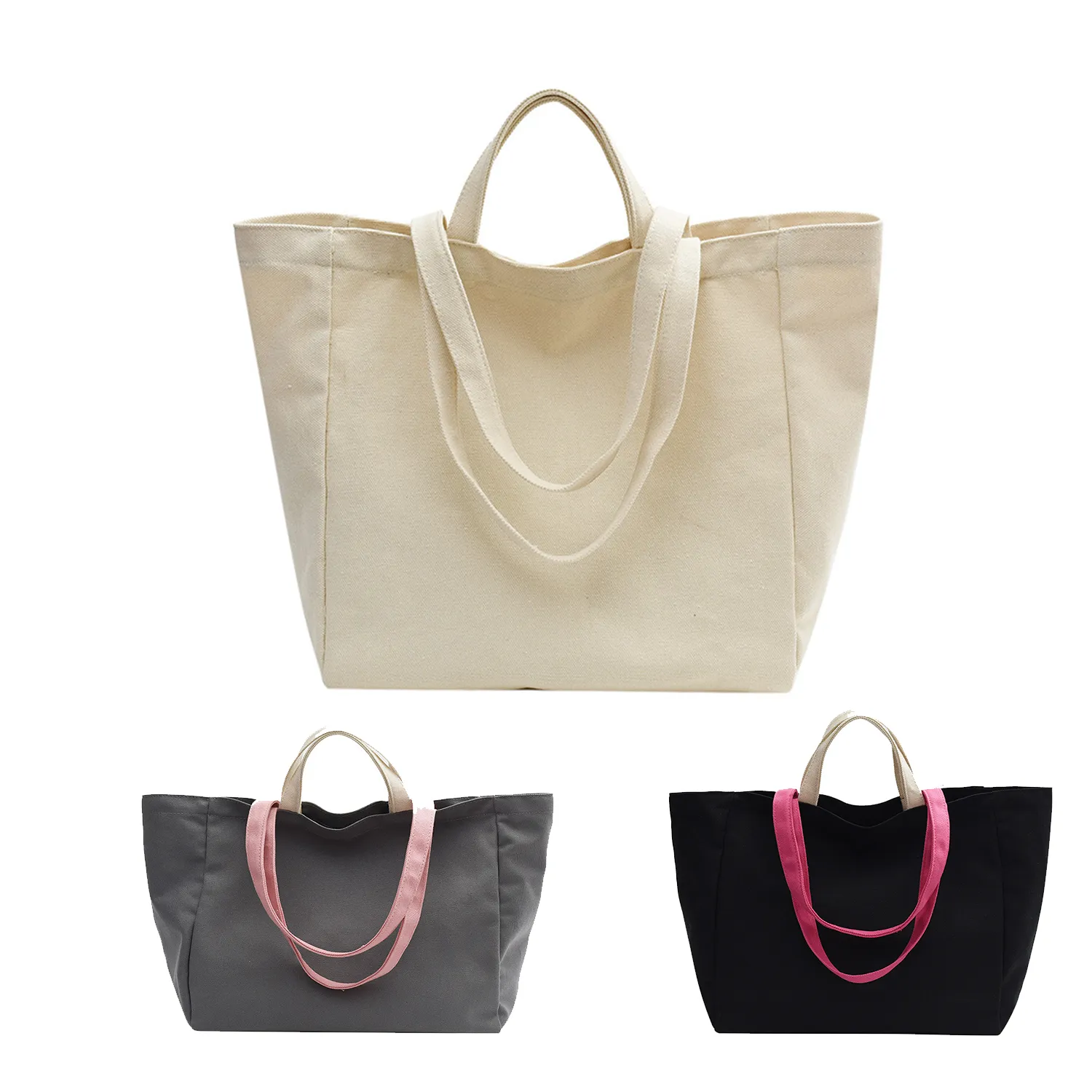 Two Different Handle Sizes Canvas Tote Bag, custom tote bag with logo imprint 2