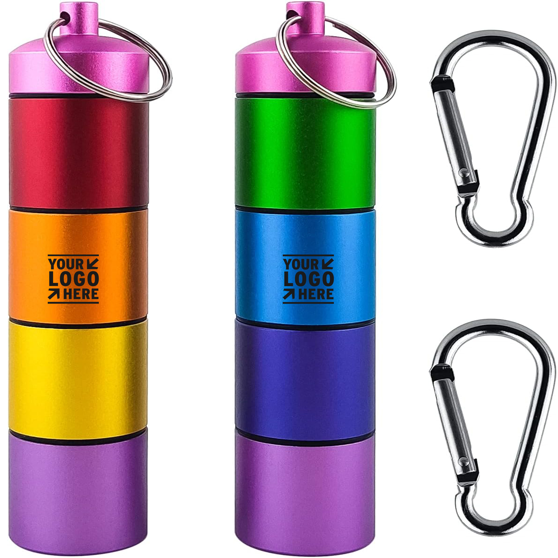 Small Portable Metal Stackable Waterproof Medicine Container Travel Pill Organizer with Keychain    2