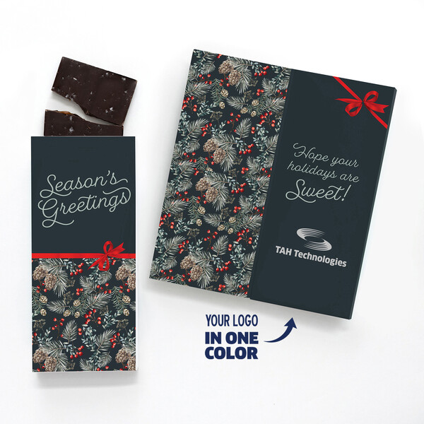 One Color Foil-Stamped Stock Pine Boughs & Berries Sweeter Cards with Sea Salt Caramel Chocolate Bar 2