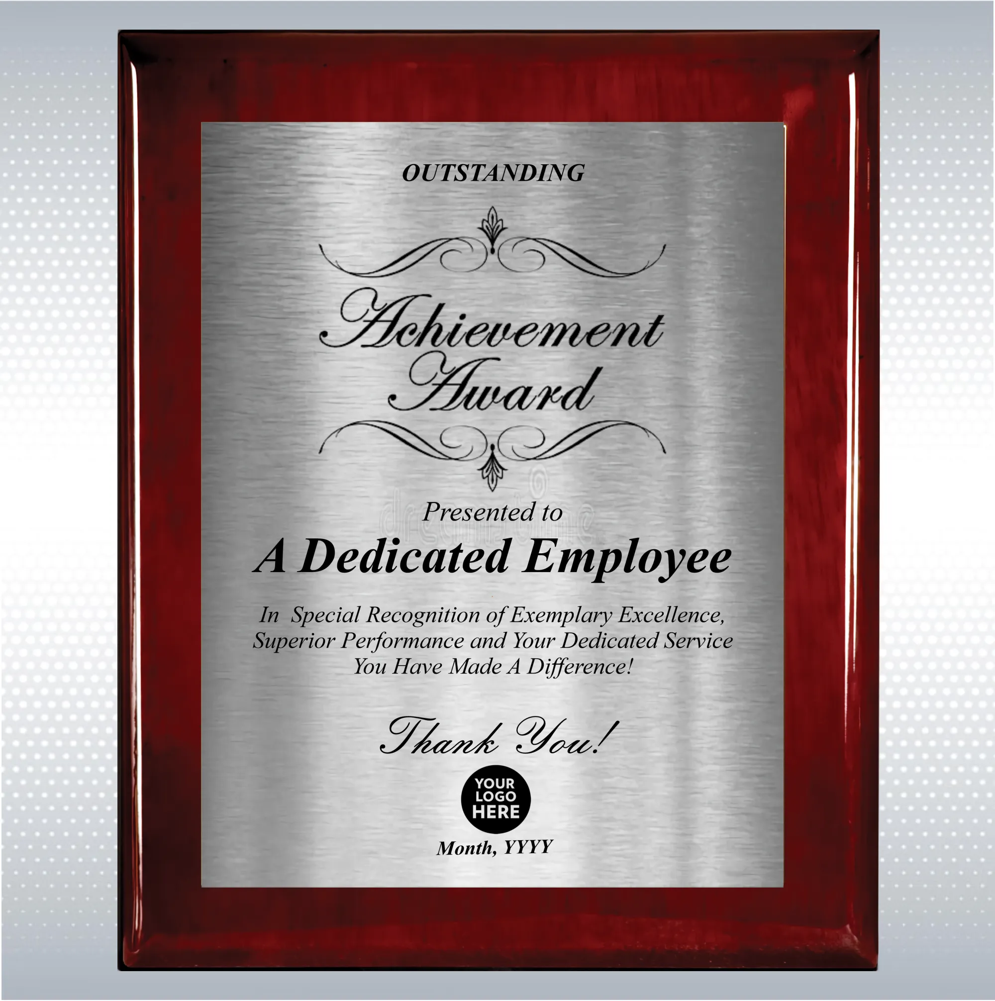 Rosewood Piano Wood Excellence Employee Recognition Plaque 6