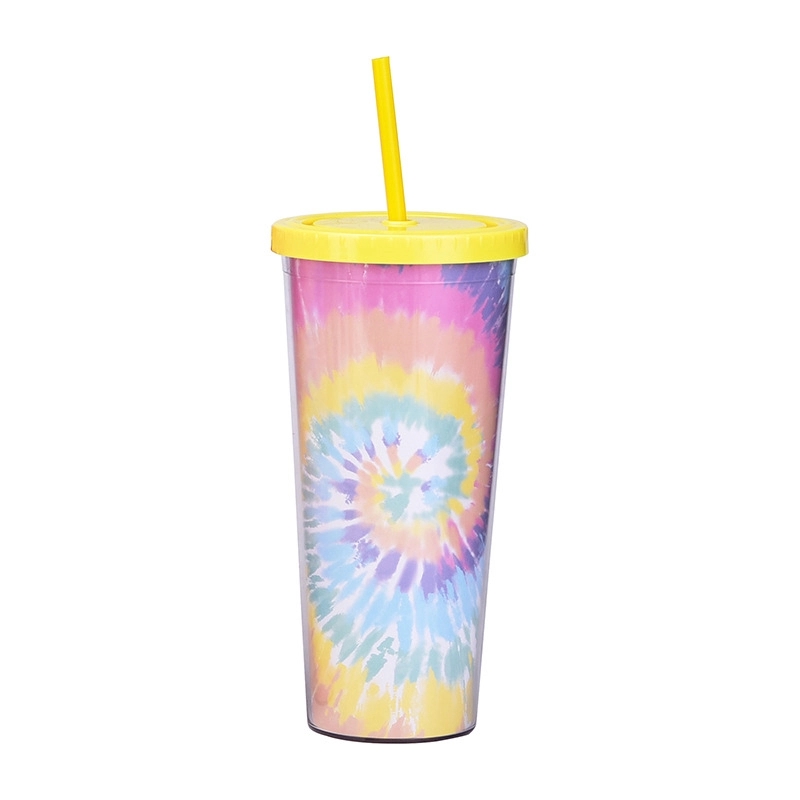 Custom Transparent AS Plastic Tie dye Straw Tumbler 4