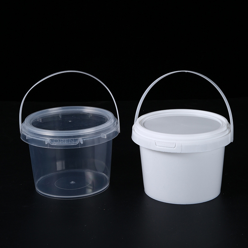 Custom0.5L / 17oz Reusable Food-Grade Clear & White Plastic Containers Pail Buckets With Lids 2