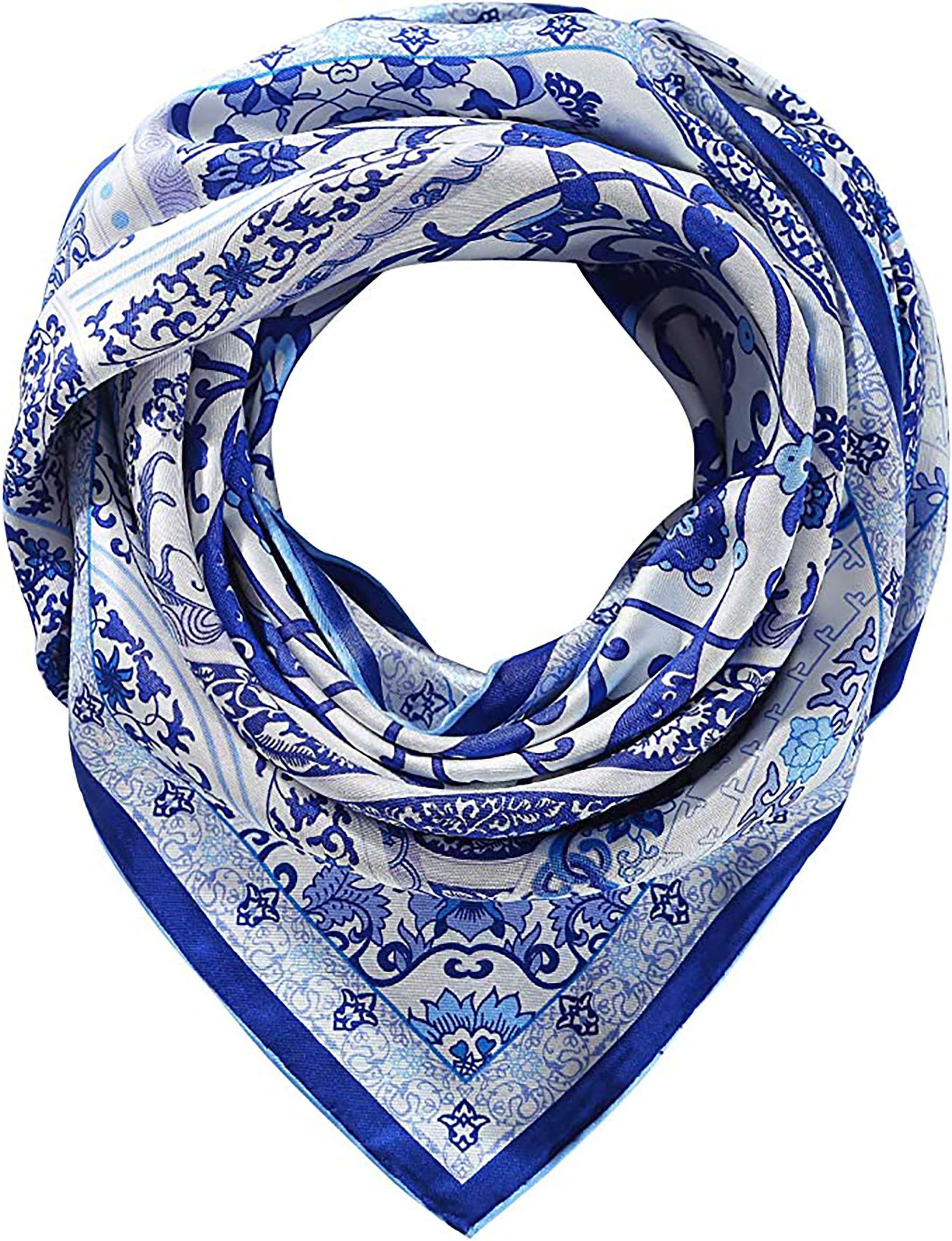 Double Printed Reversible Mulberry Square Silk Scarf 2