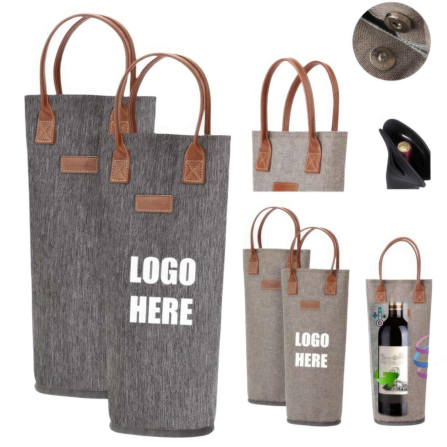 Custom Insulated 1 Bottle Wine Tote Carrier 2