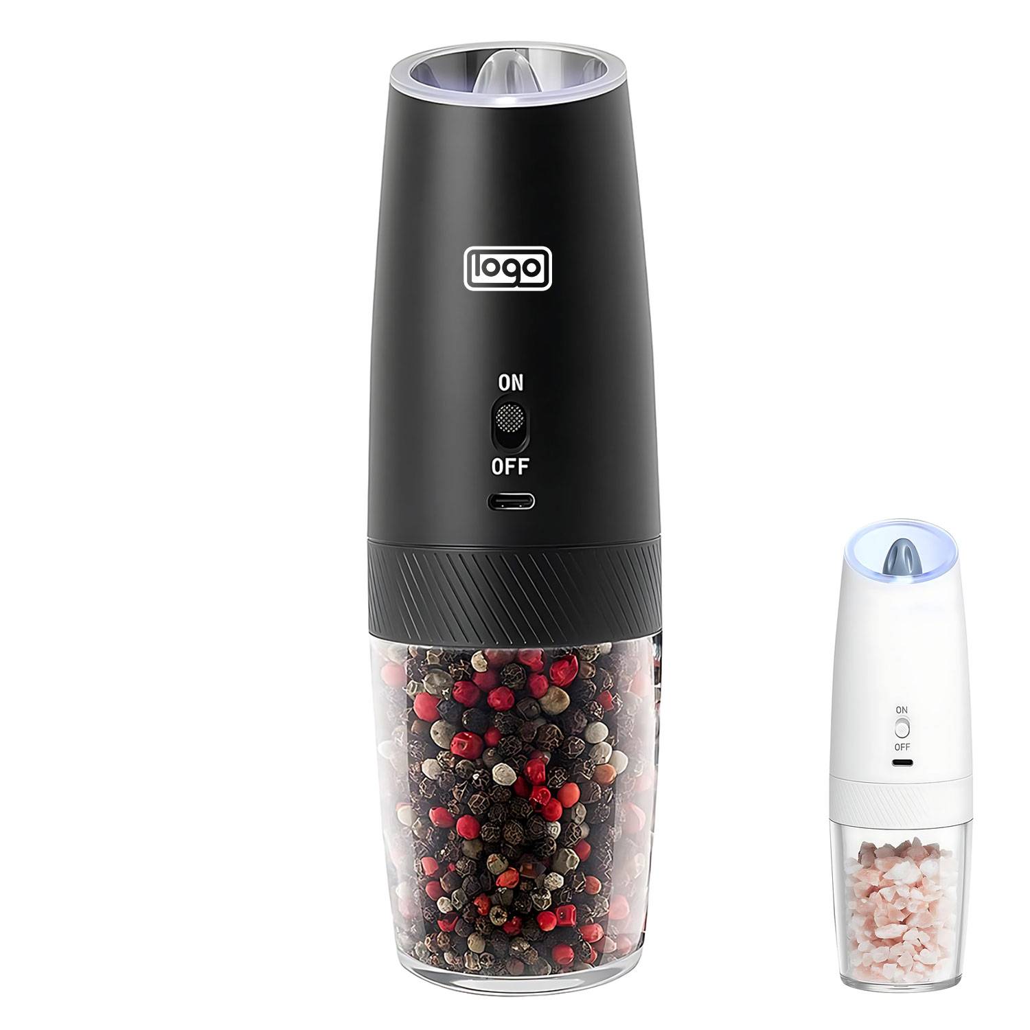 Mini smart gravity-sensing electric salt and pepper grinder 2