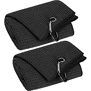 Tri-fold Premium Microfiber Fabric Golf Towel / Heavy Duty Carabiner Clip 9