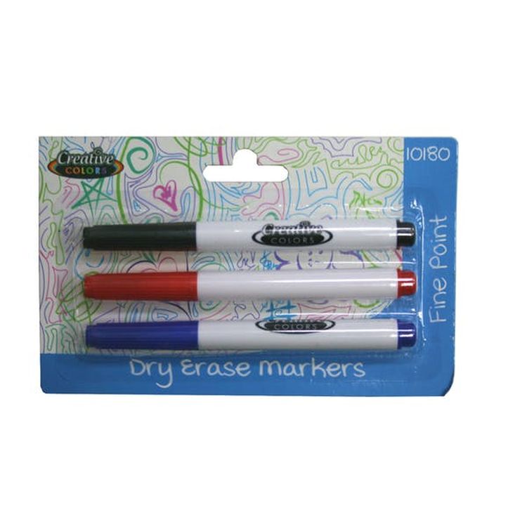 Fine Tip Dry Erase Markers - 3 Pack Assorted 2