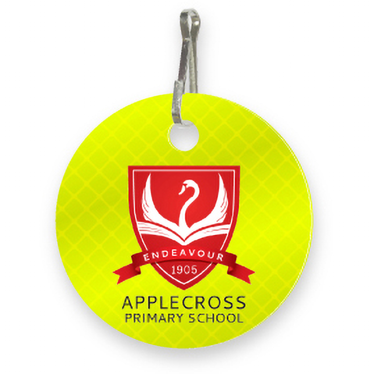 Ultra Reflective Yellow Bag Tag Circle shape 2" dia. High resolution 4 colour process plus white