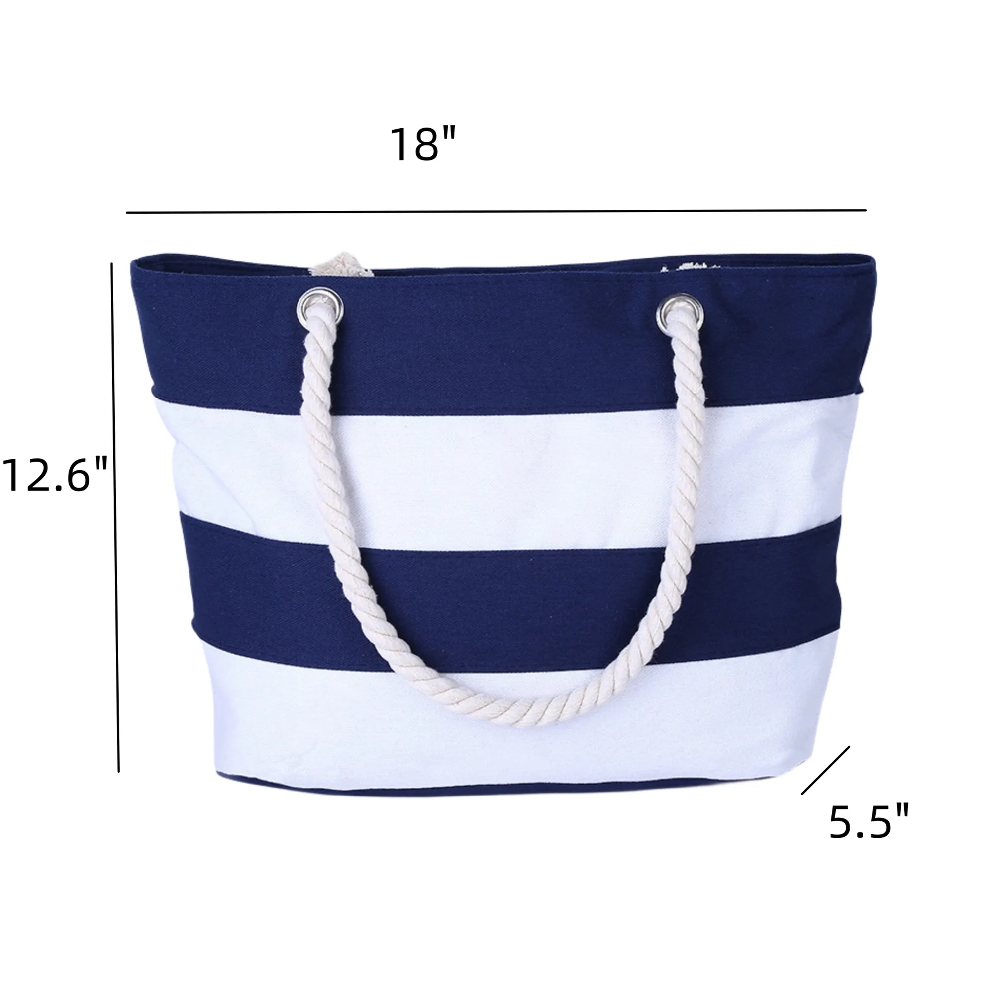 Large Striped Canvas Tote Bag, custom tote bag with logo imprint 1