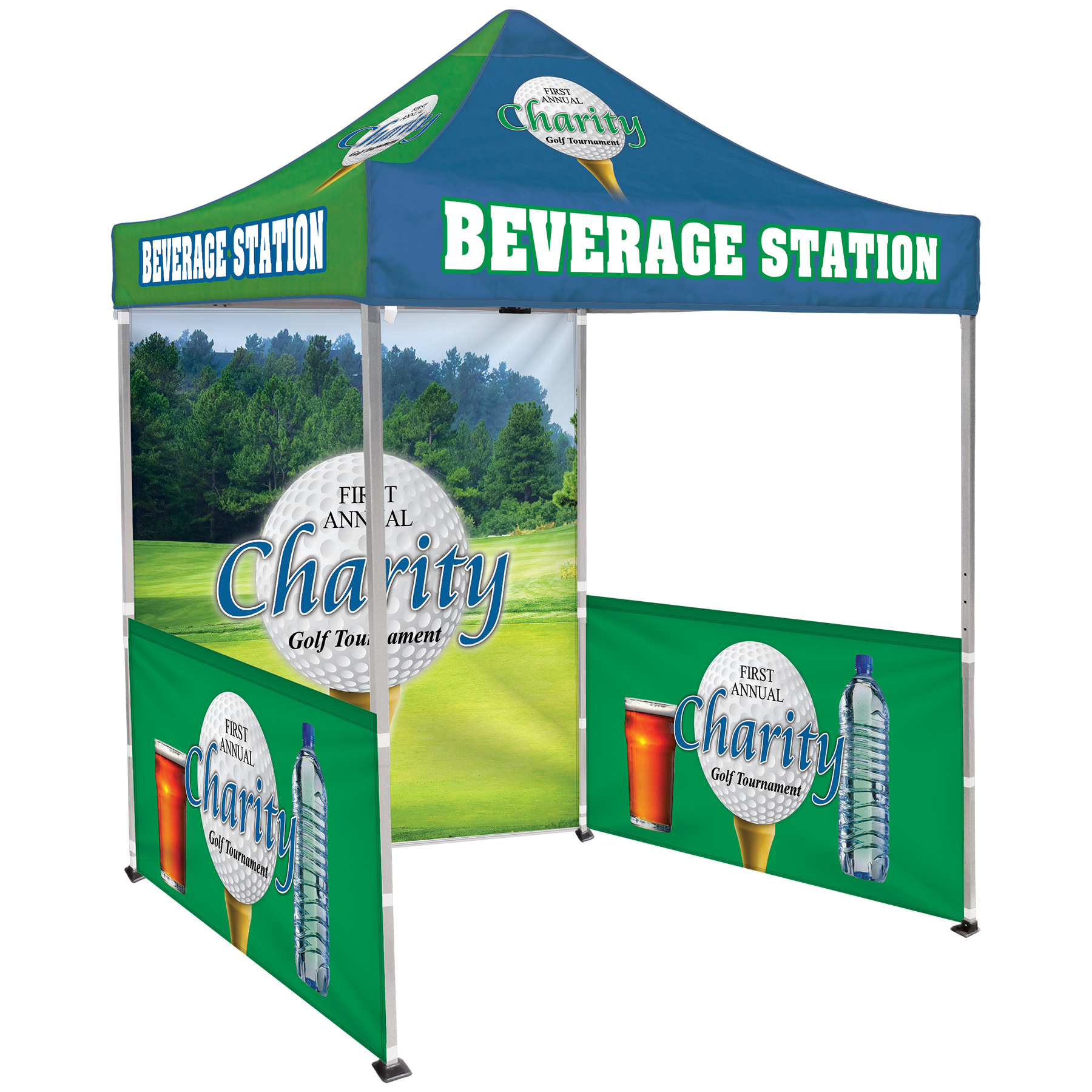 6.5' Square Canopy Tent with 1 Full Double Sided Wall & 2 Double Sided Half Walls 17