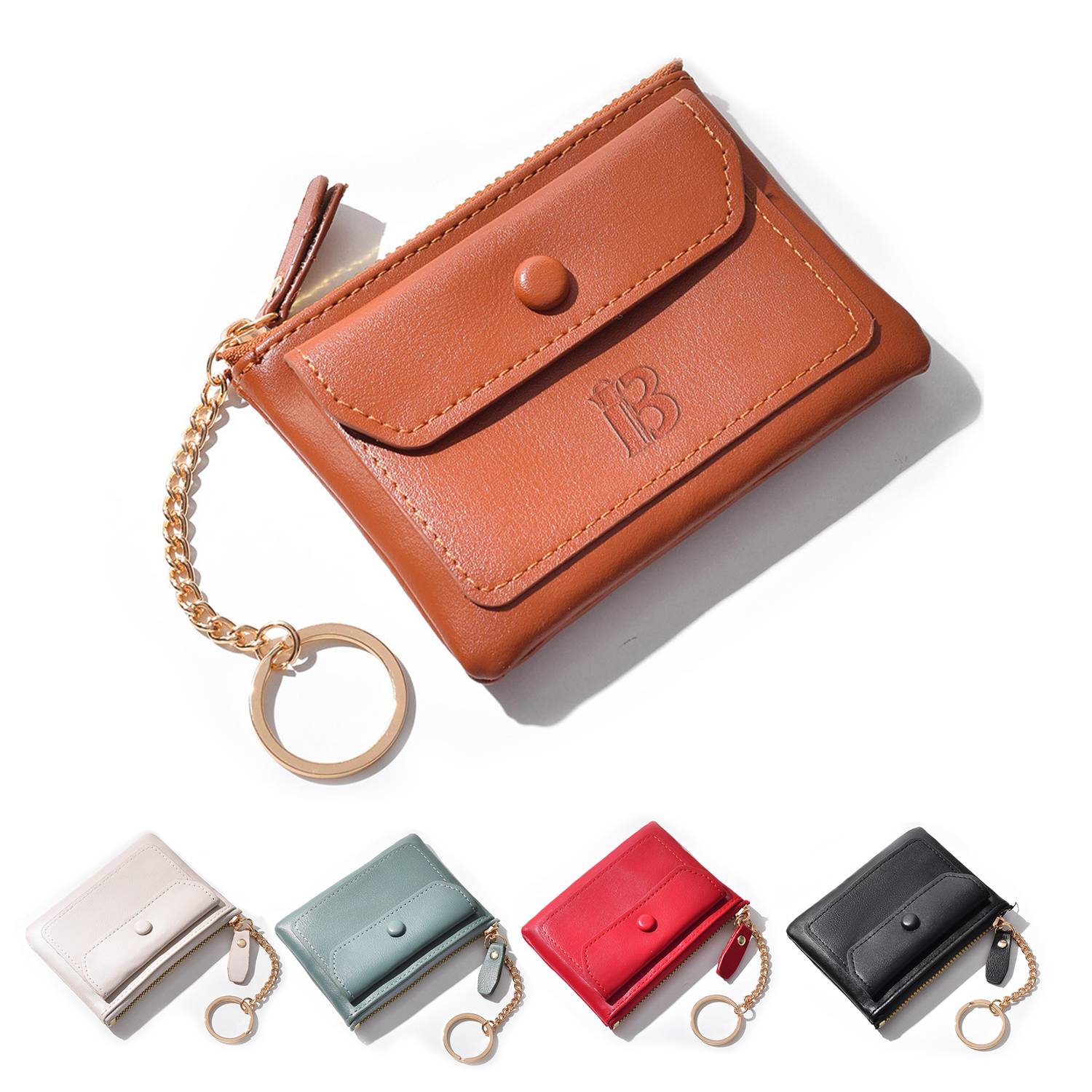 Mini PU Zipper Coin Purse With Keychain 10