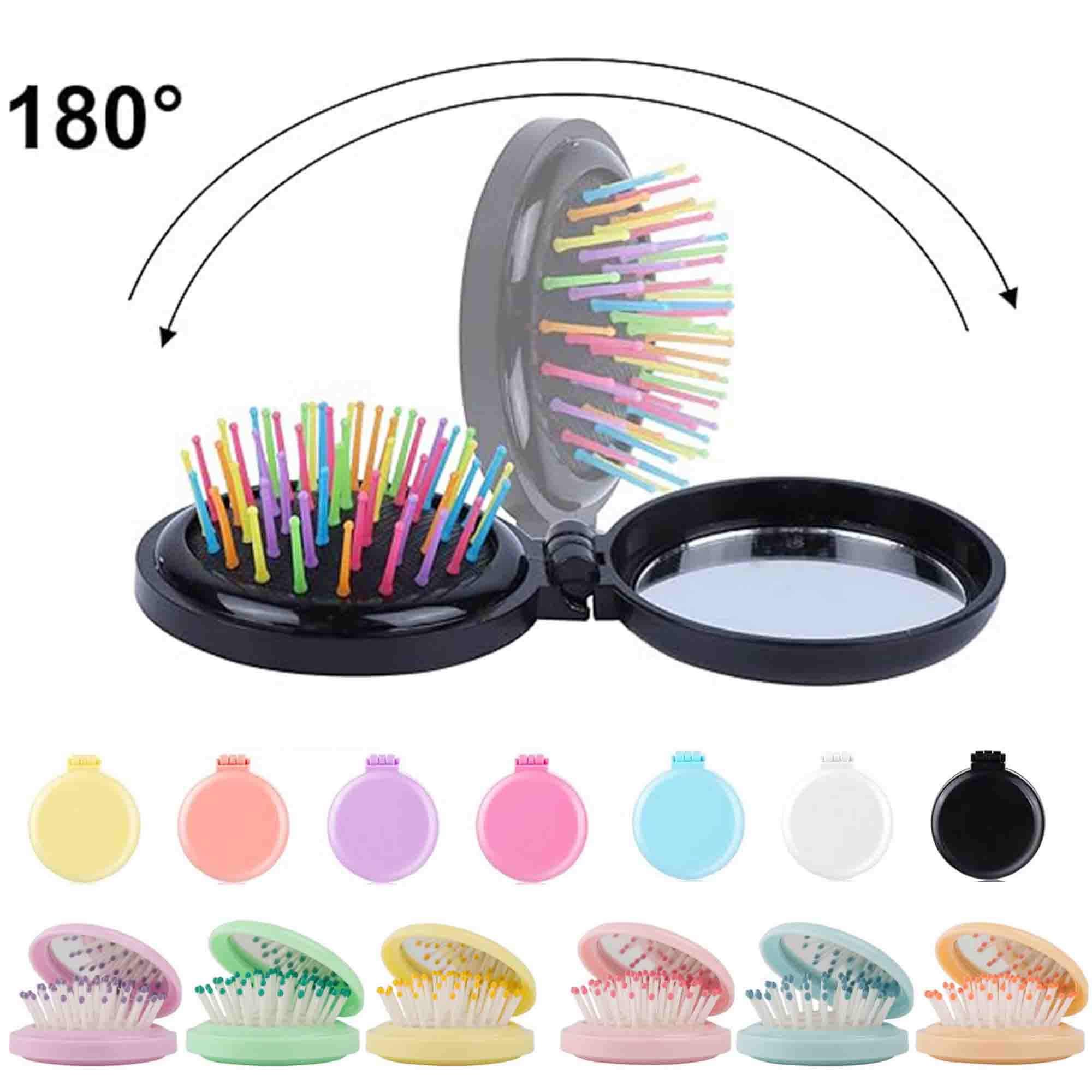 Folding Compact Travel Hair Brush with Mirror 2