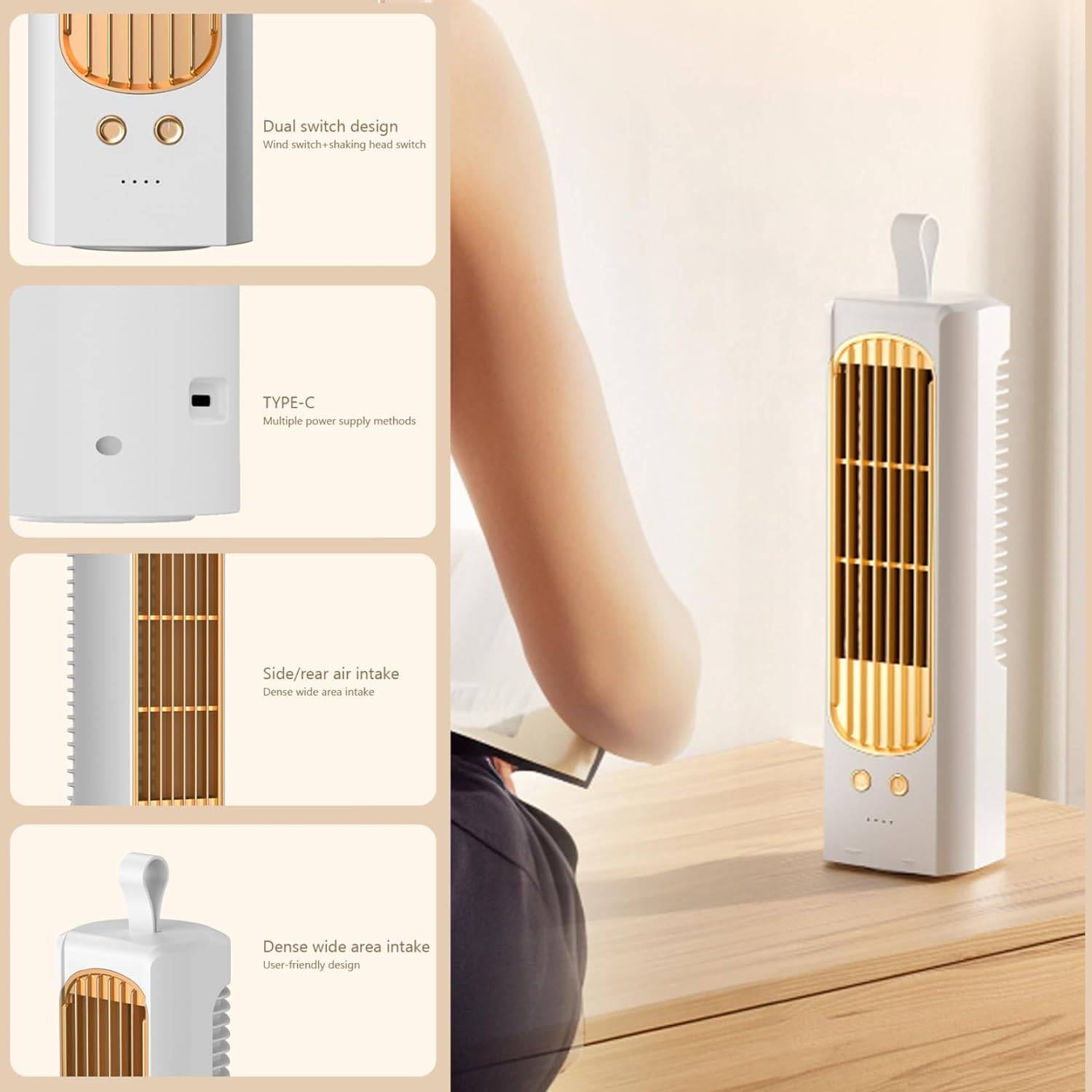 Portable Brushless Motor Low Noise Tower Fan 3