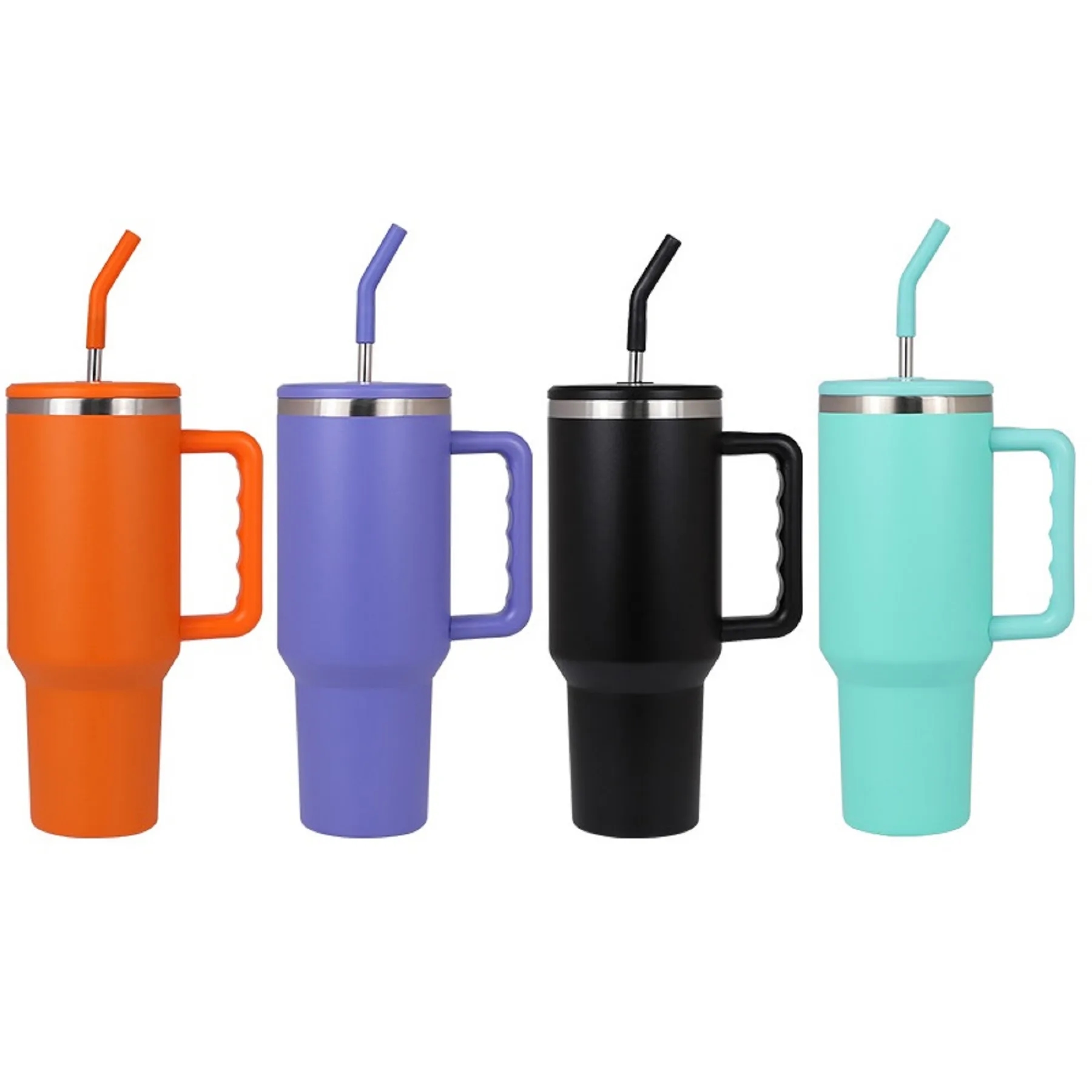 40 Oz. Double Wall Vacuum Tumbler with Handle & Straw 9