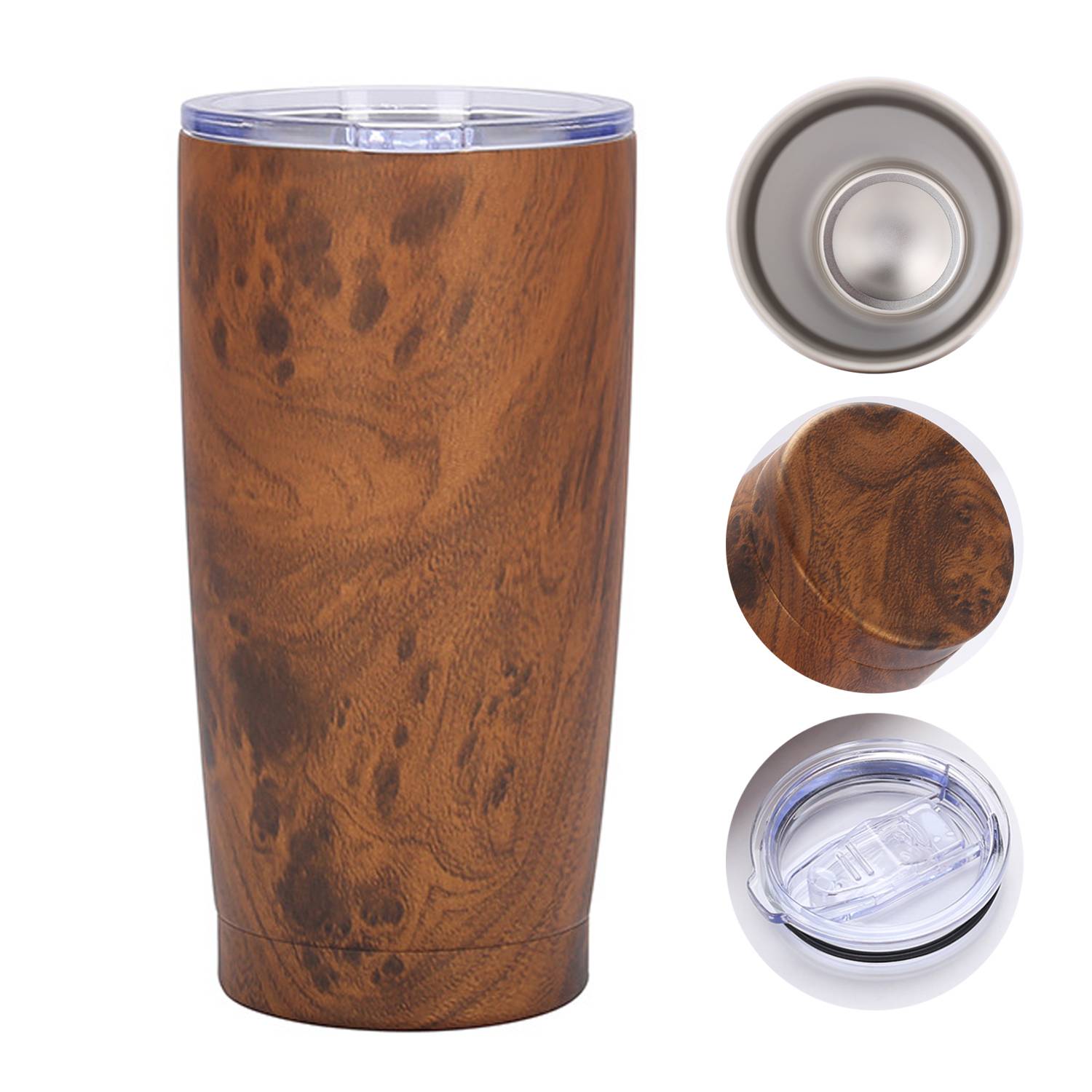 20oz Stainless Steel Wood Grain Tumbler w/ Lid 7