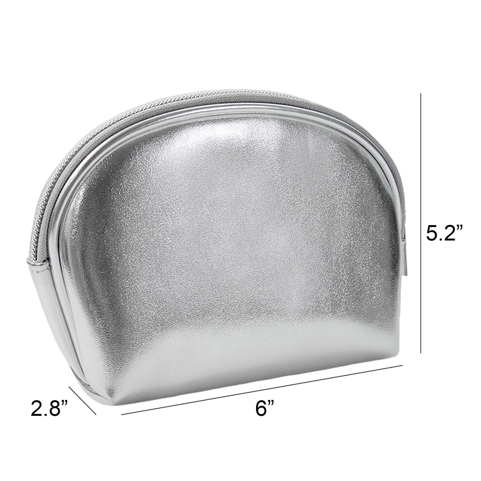 Pu Leather Silver Half Moon Cosmetic Bag MOQ 50pcs 2