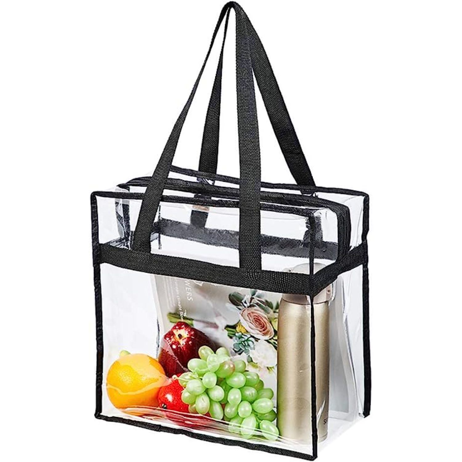 Contrast Binding Clear PVC Transparent Tote Bag 10