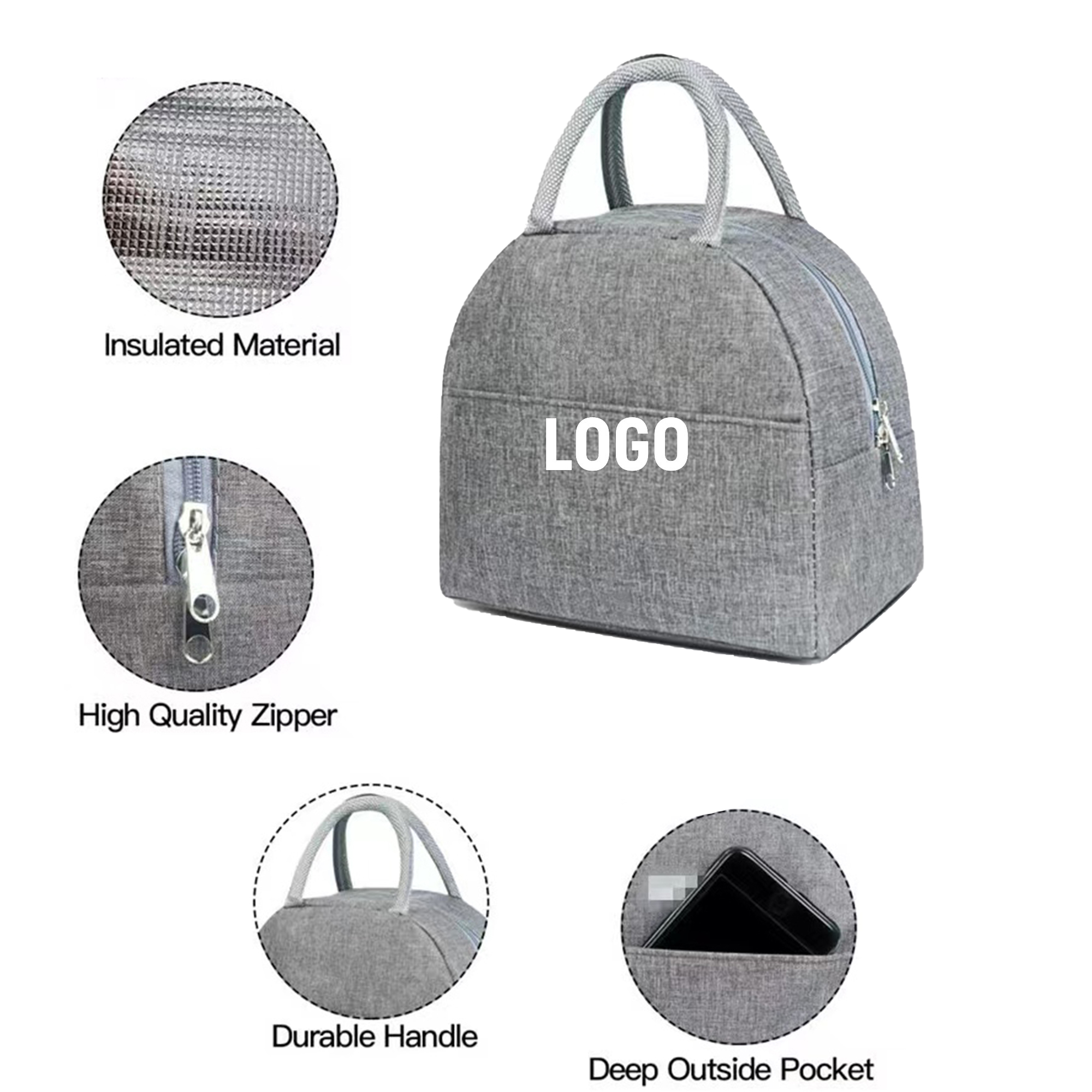 Grey Reusable Lunch Bags 3