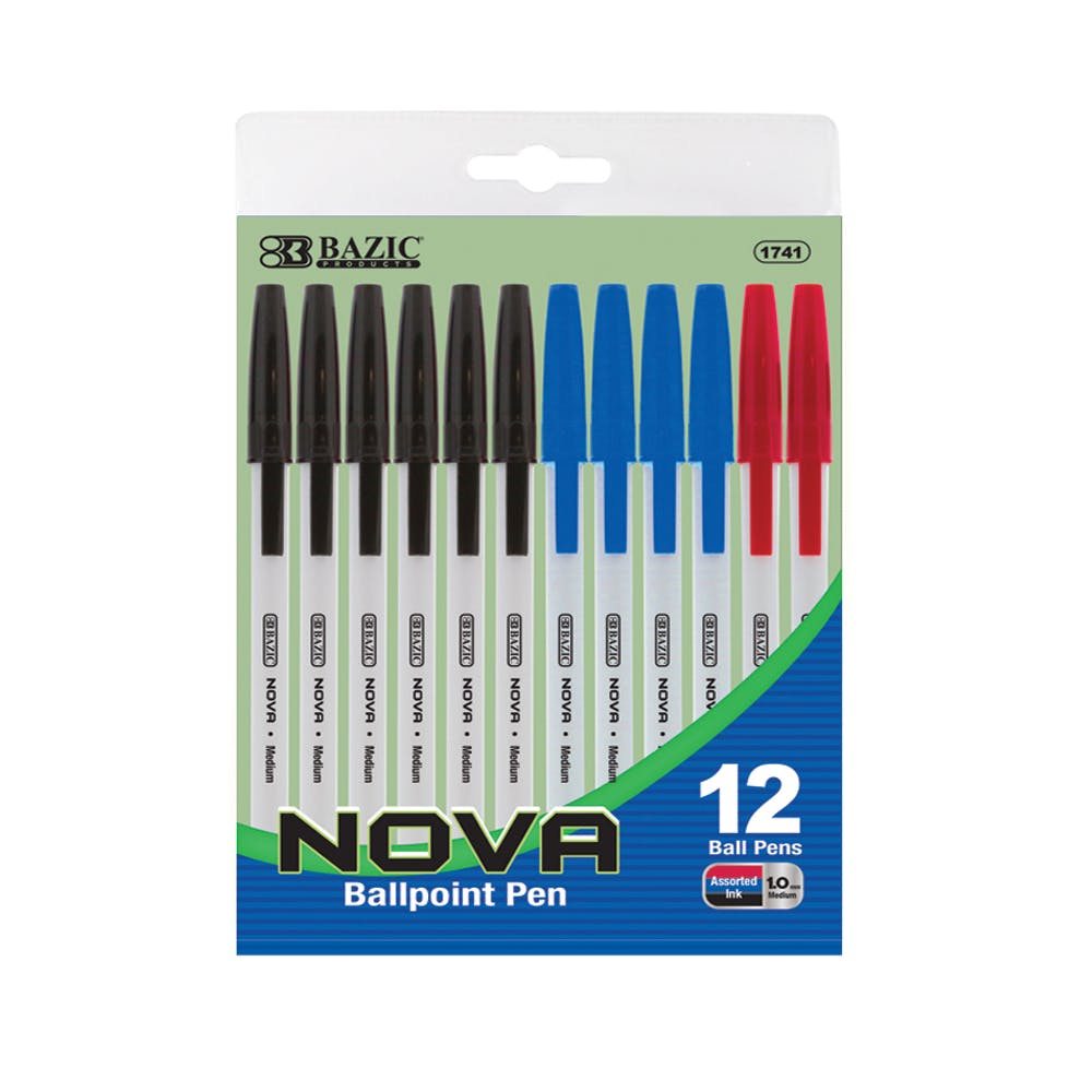 Ballpoint Pens - 3 Assorted Inks Medium 12 Pack 2