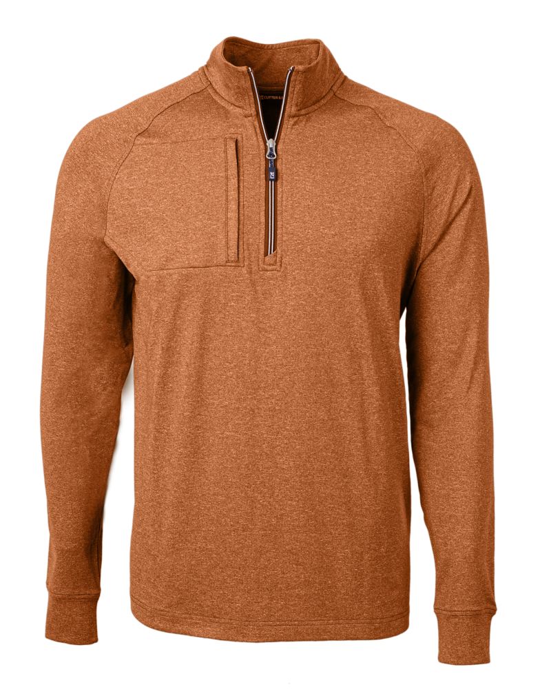 Cutter & Buck Adapt Recycled Soft Knit Stretch Mens Heathered Quarter Zip Pullover 29