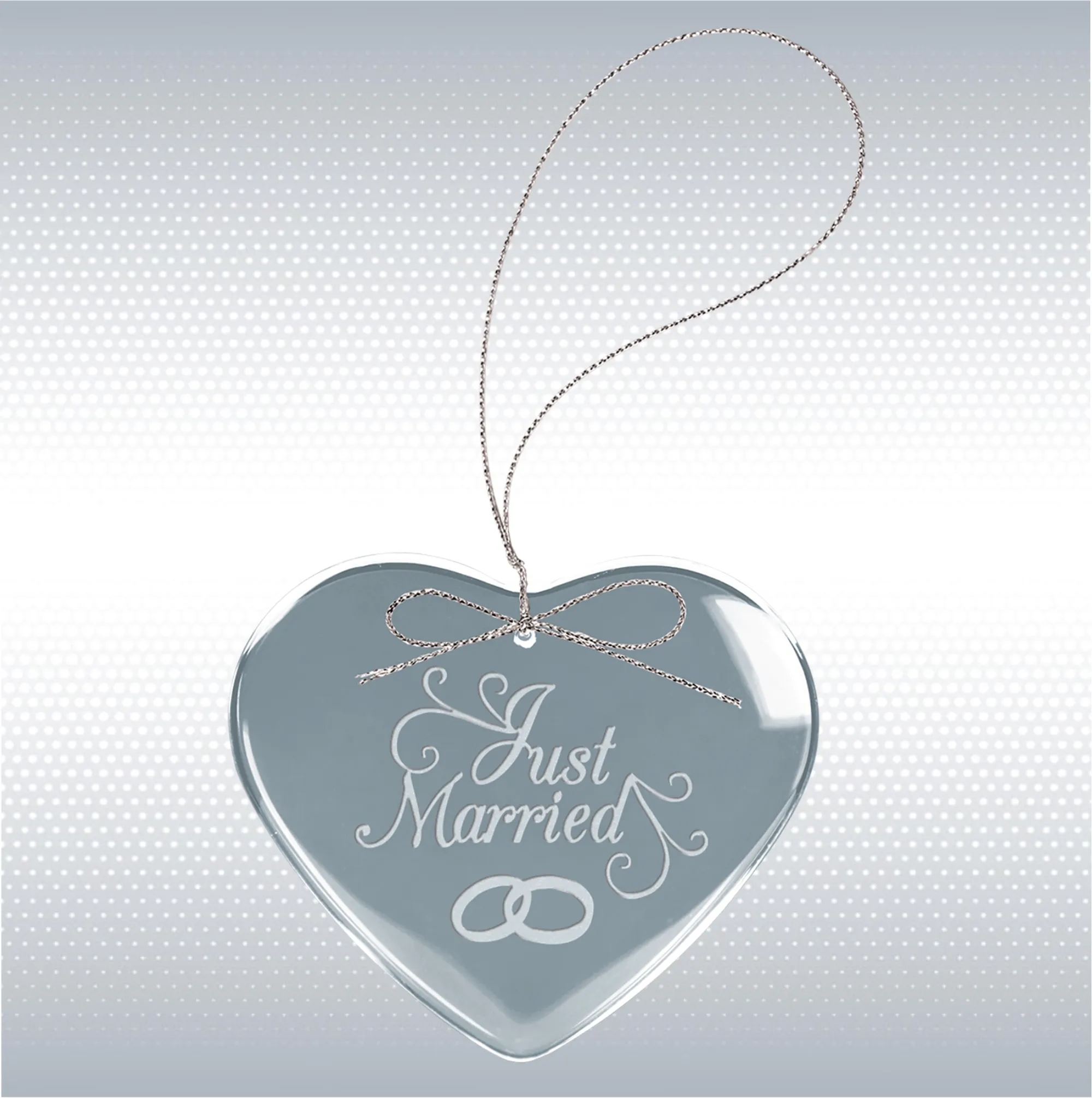 3" Heart Clear Glass Ornament w/Silver String 5