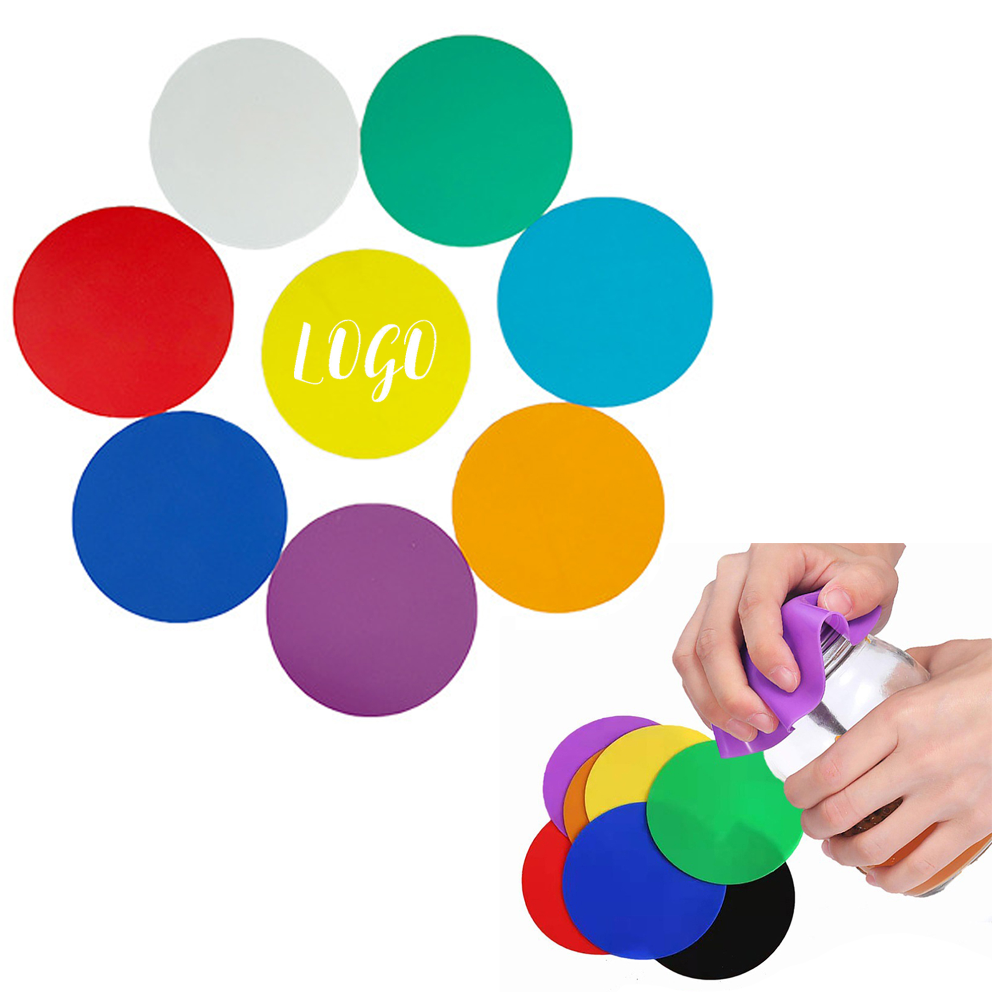 Solid Color Silicone Round Jar Opener Coaster 4