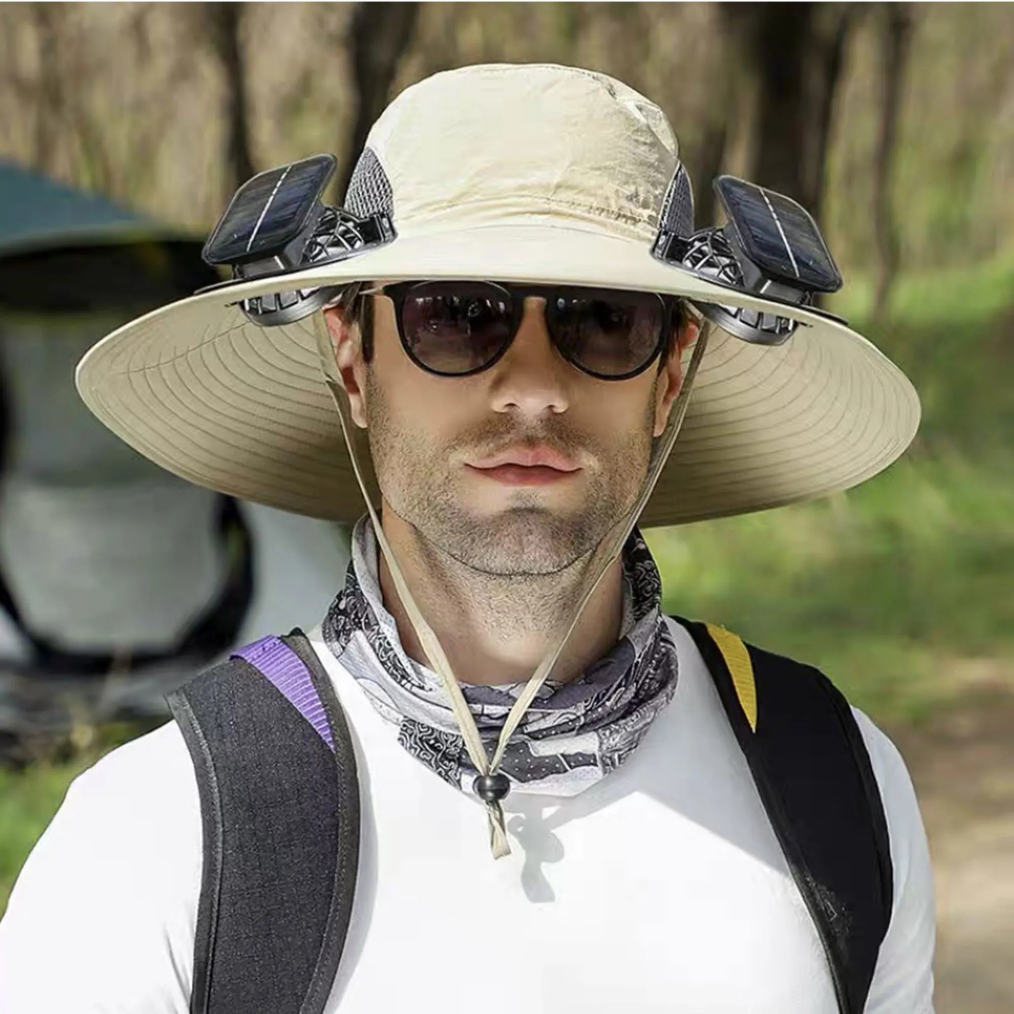 Solar Dual Fan Cooling Hat UV Protection Outdoor 7