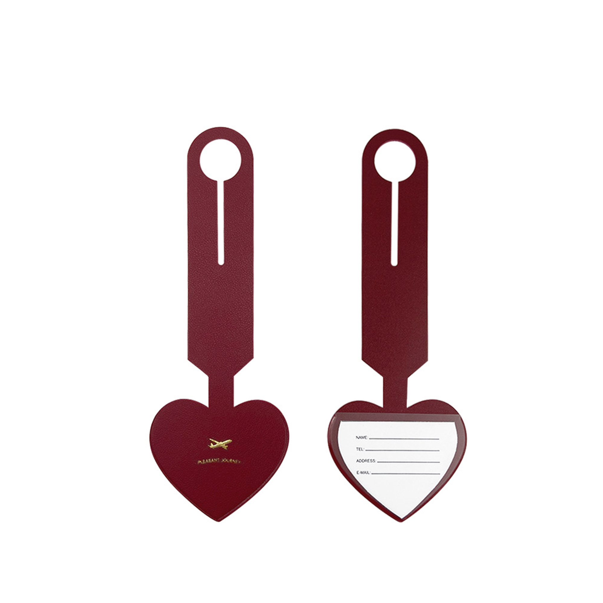 Heart Shape Travel Tag Faux Leather 9.4" Length x 3.4" Width 6
