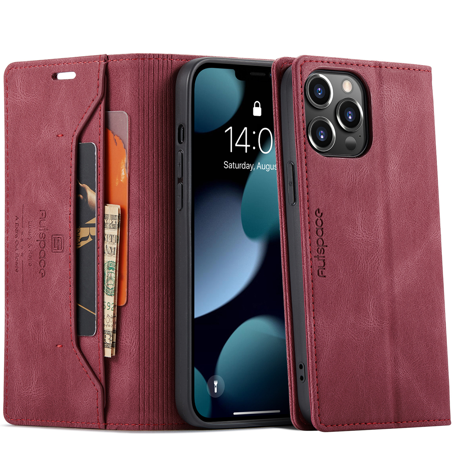PU Leather Folio Magnetic Cover Phone Case Wallet 4