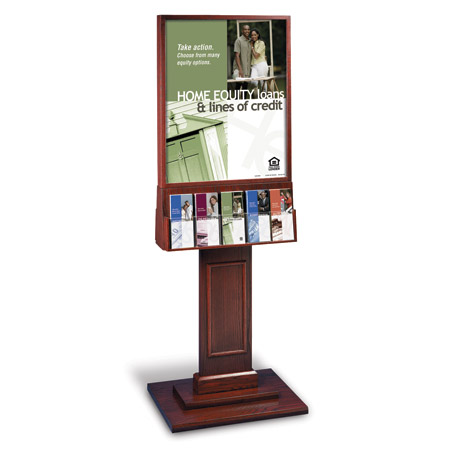 Solid Wood Paneled Base Floor Display for 22x28 with 5-Pocket Lit (2S)(65-1/2"H) 2