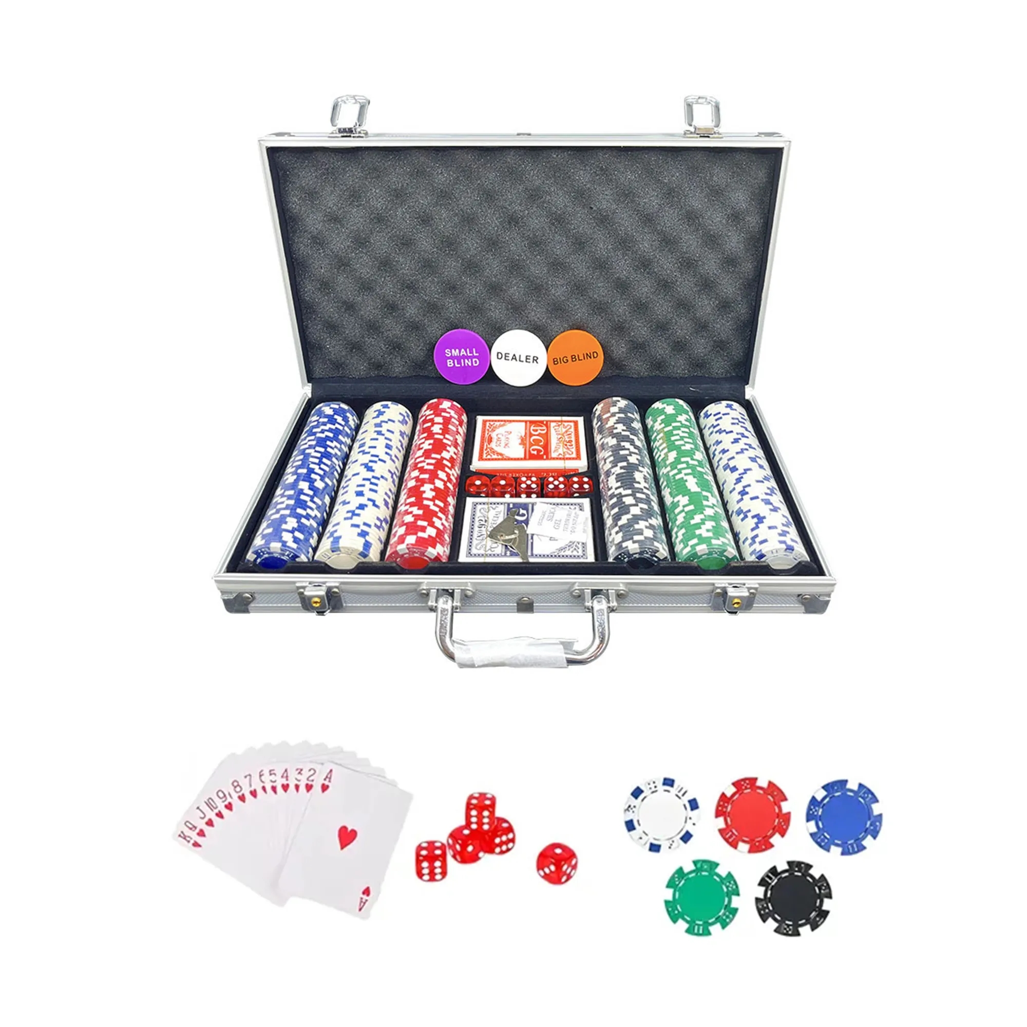 300Pcs Texas Chips Dice Poker Set With Storage Box