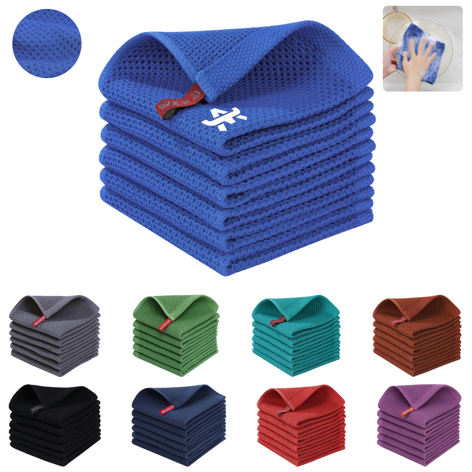 100% Cotton Waffle Weave Kitchen Dish Cloths 13.3''*13.3'' 2