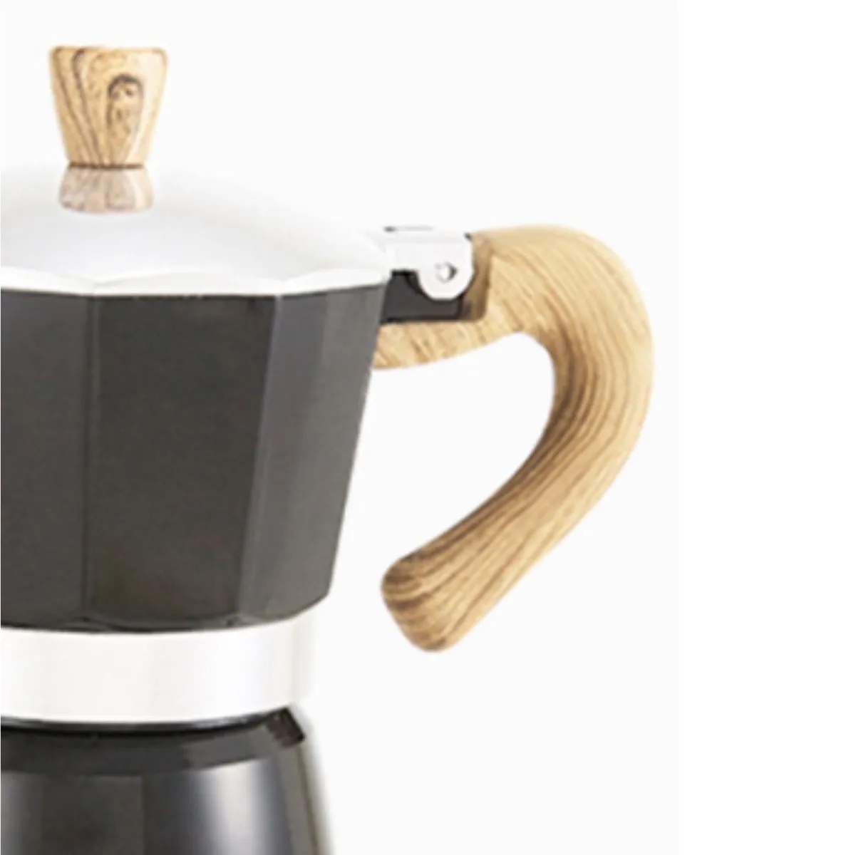 Stovetop Moka Coffee Maker With Wood-Grain Handle 6