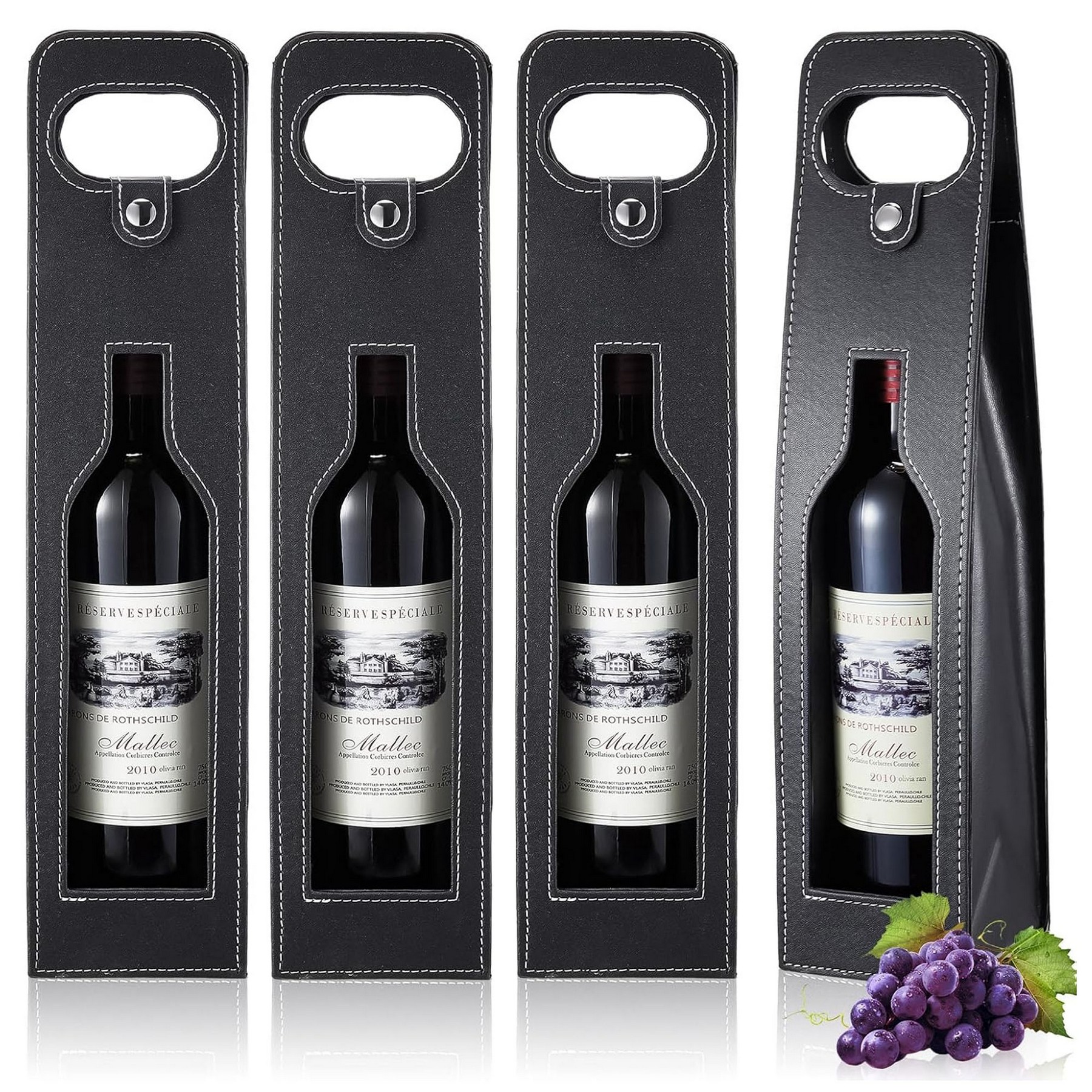 PU Leather Champagne Wine Tote Gift Bag 4