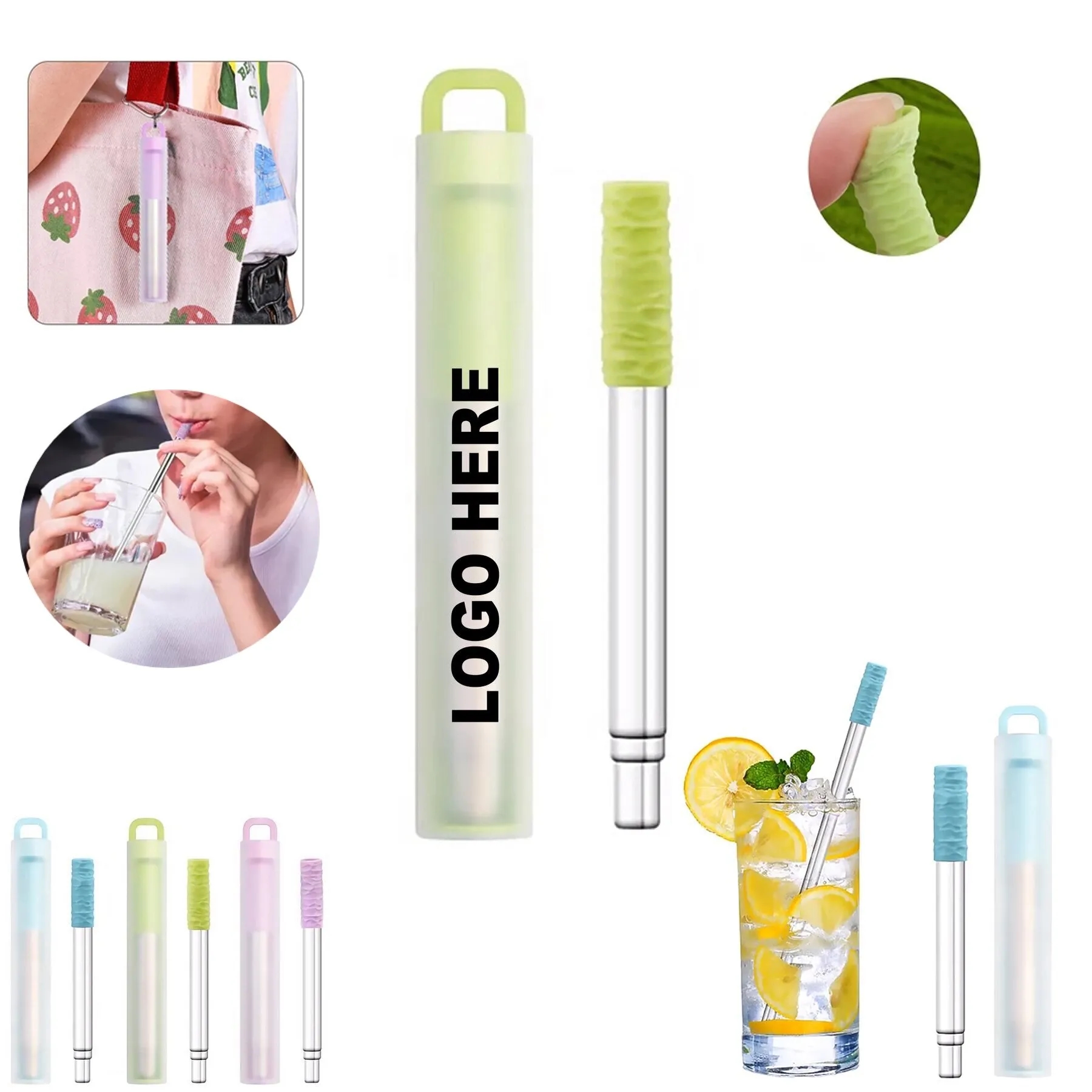 Reusable Collapsible Stainless Steel Straw With Plastic Case 9