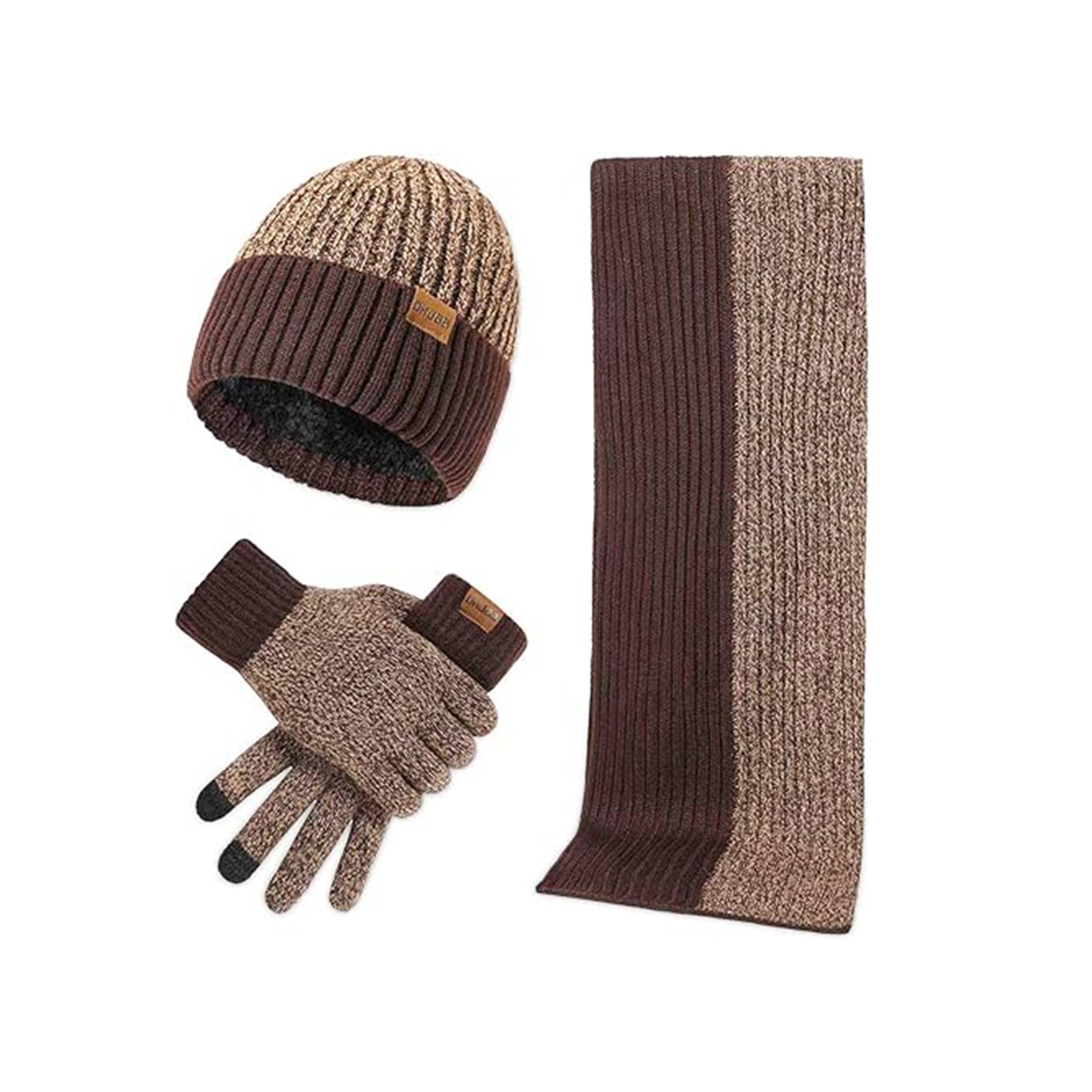Beanie Hat Scarf Touch Screen Gloves Set 3
