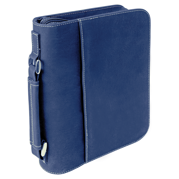 7 1/2" x 10 3/4" Blue/Silver Leatherette Book/Bible Cover with Handle & Zipper 3