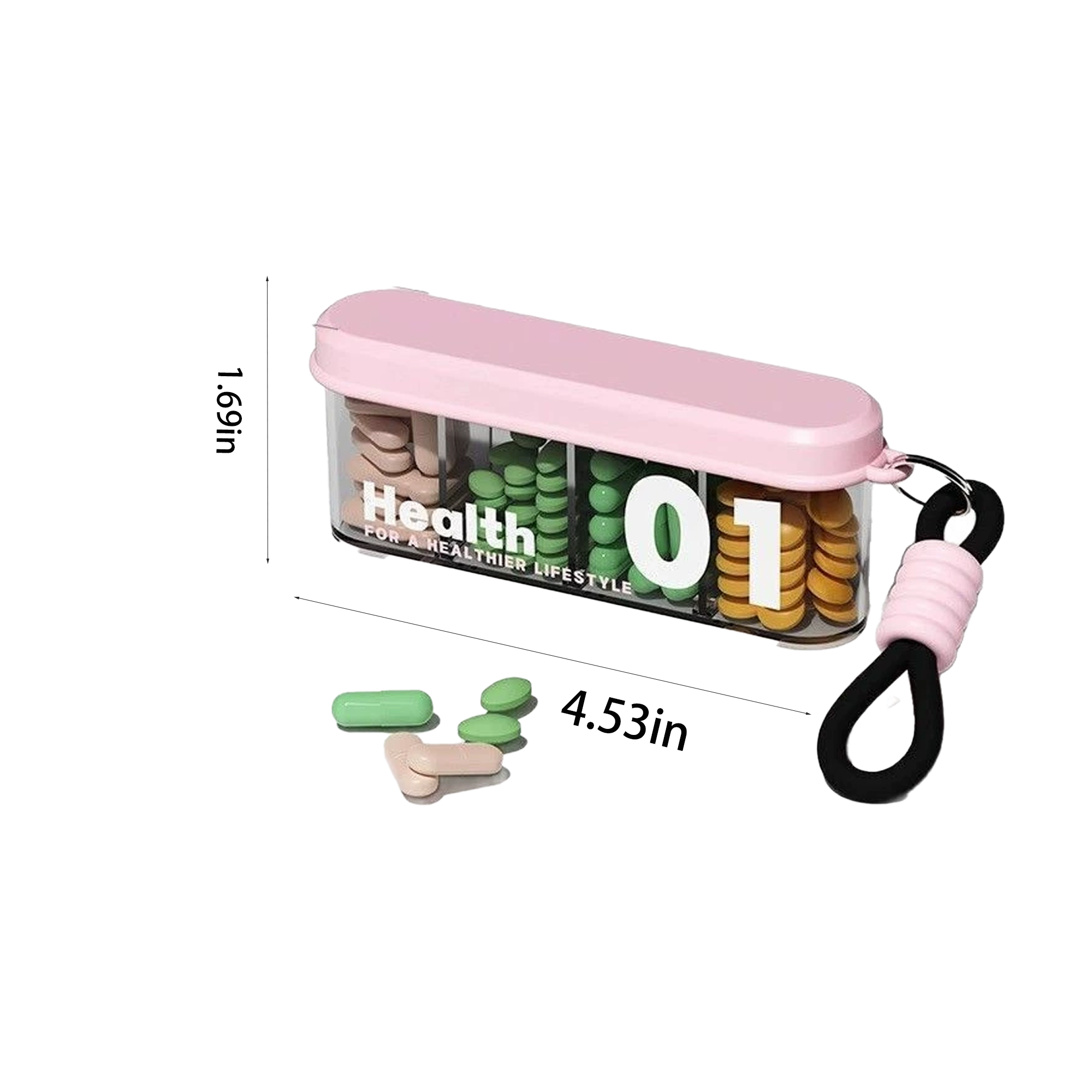 Travel Medications Container Mini Four Compartment Pill Box 1