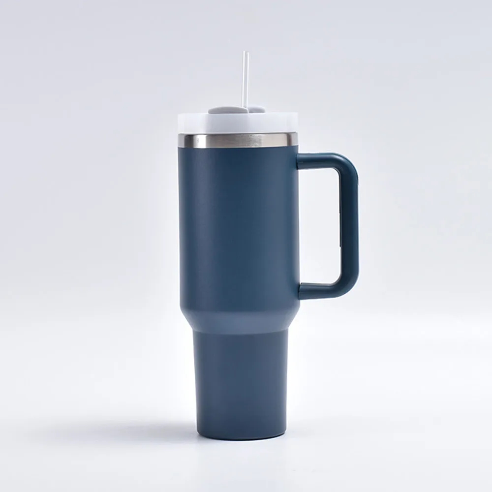 40 oz Insulated Tumbler with Handle and Straw 1