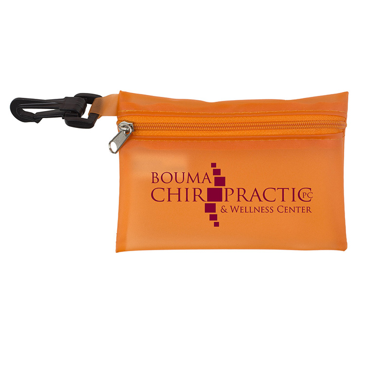 "PARKWAY 7" Piece First Aid Kit inTranslucent Zipper Kit with Plastic Carabiner Attachment 16