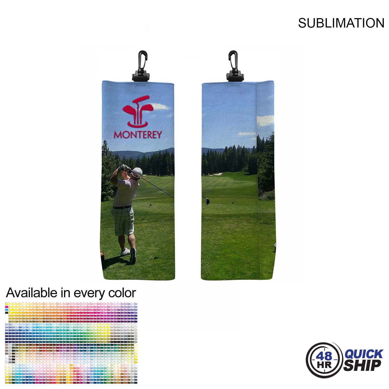 48Hr Quick Ship - Microfiber Suede Shammy Golf Towel, Finished size 6x15, Trifold, Sublimated 5