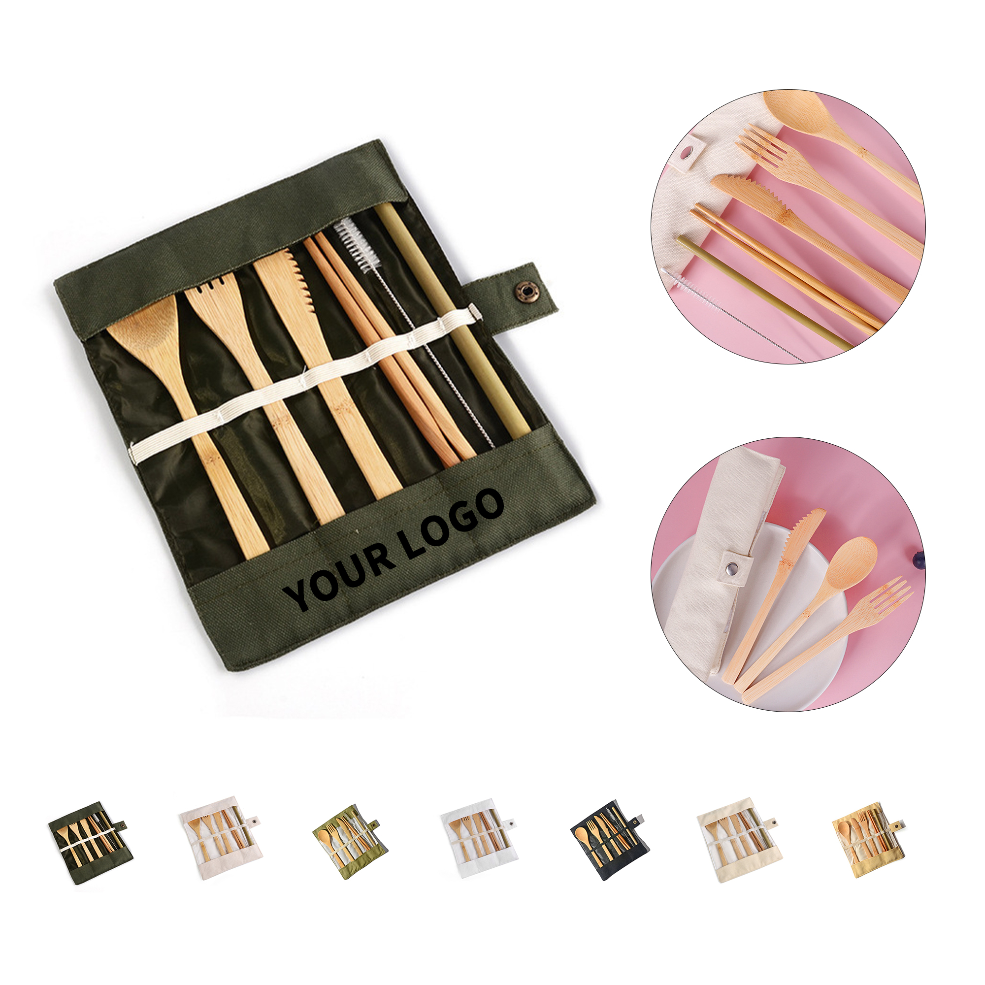 Bamboo Tableware Six Piece Set With Pouch 10